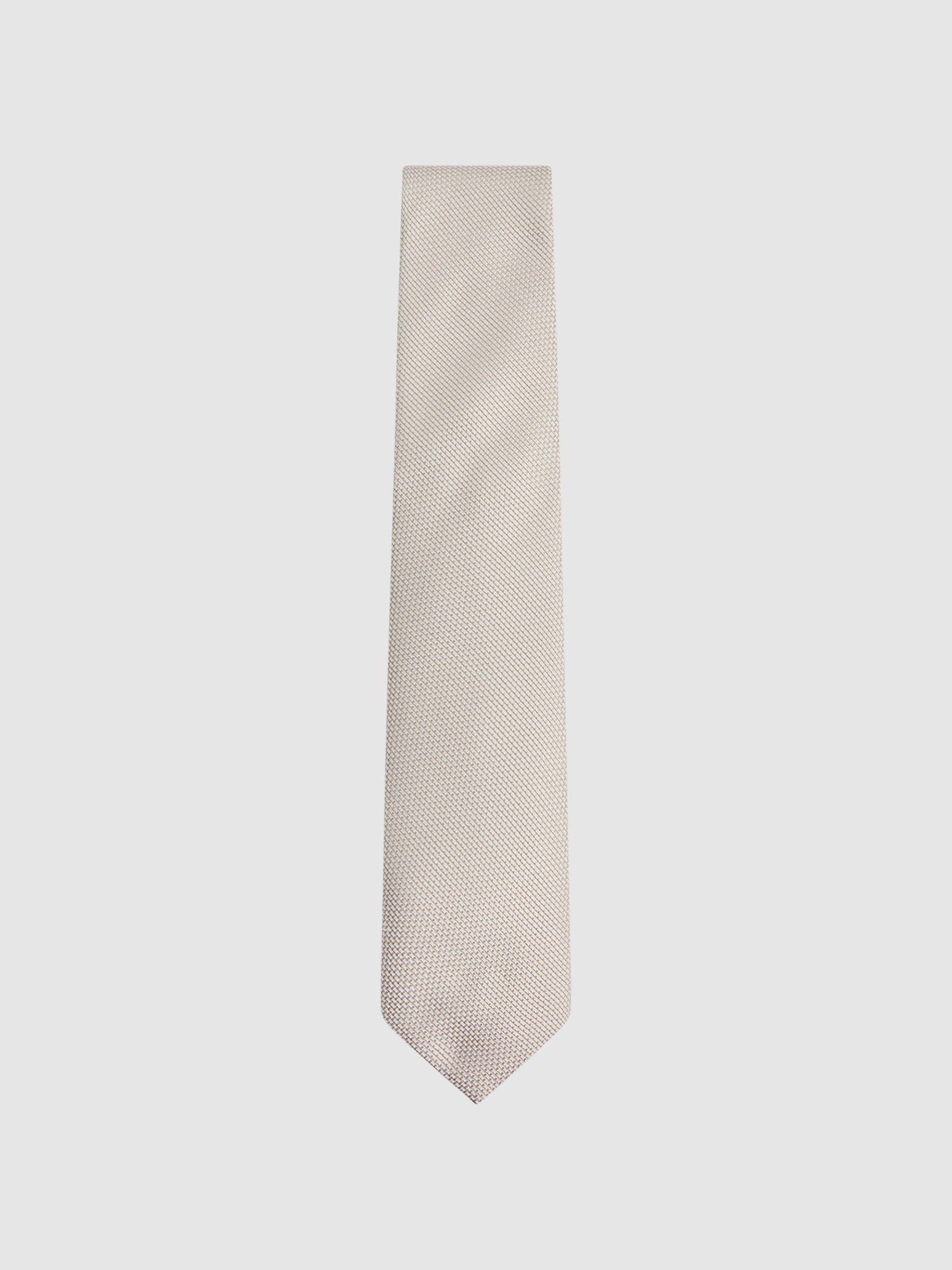 Textured Silk-Blend Tie in Champagne - Image 1 of 5
