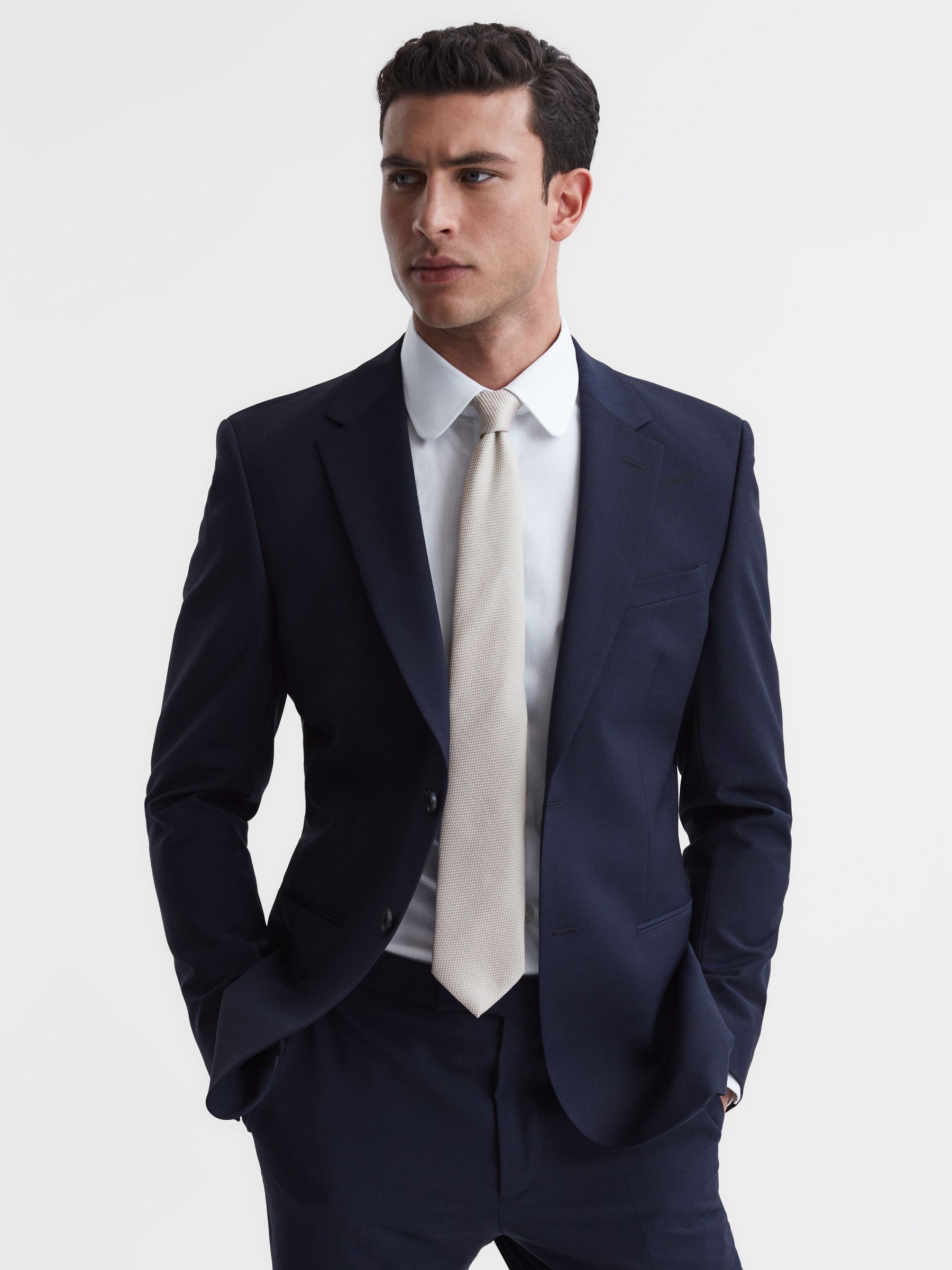 Textured Silk-Blend Tie in Champagne - Image 2 of 5