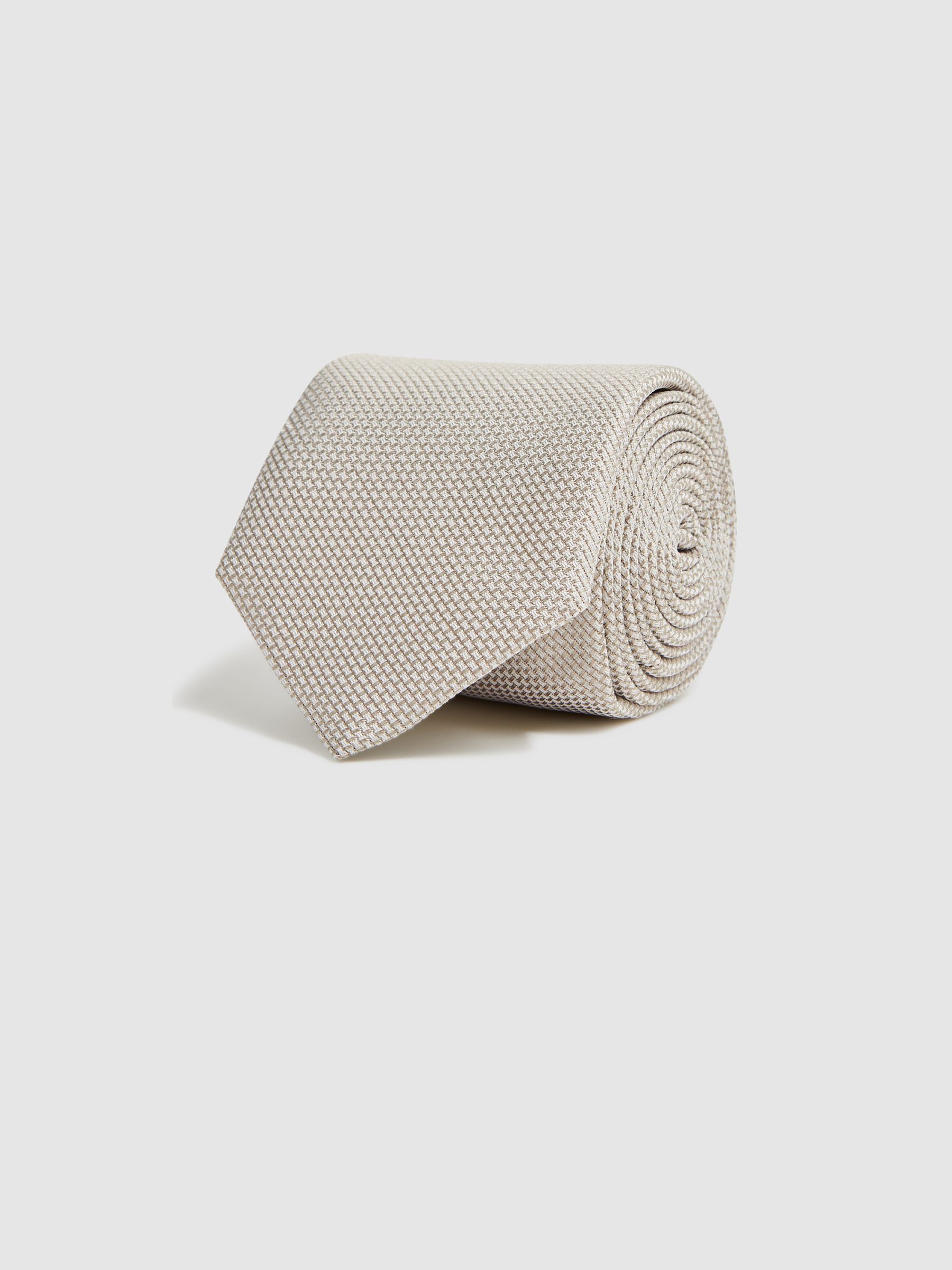 Textured Silk-Blend Tie in Champagne - Image 3 of 5