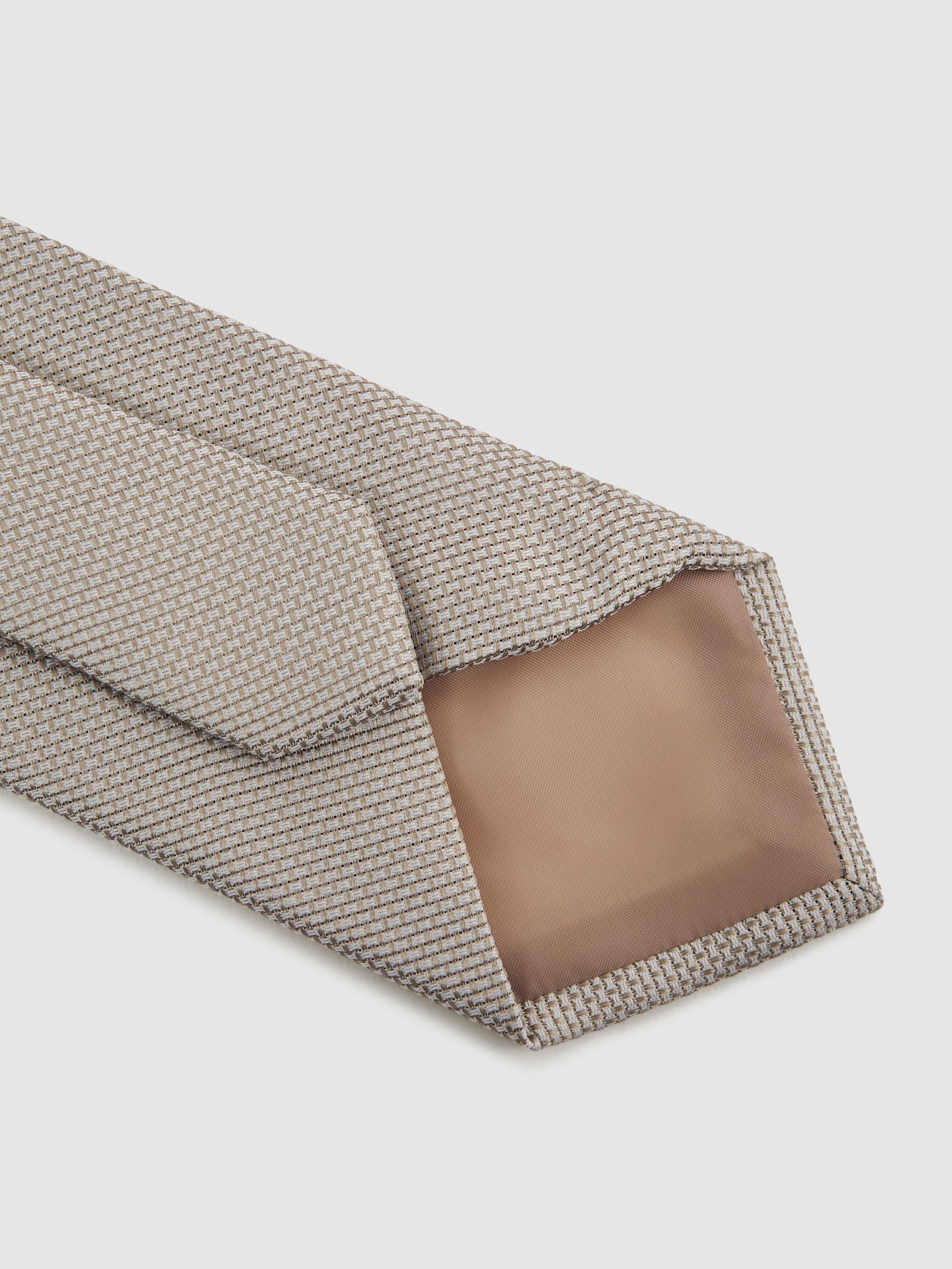 Textured Silk-Blend Tie in Champagne - Image 4 of 5