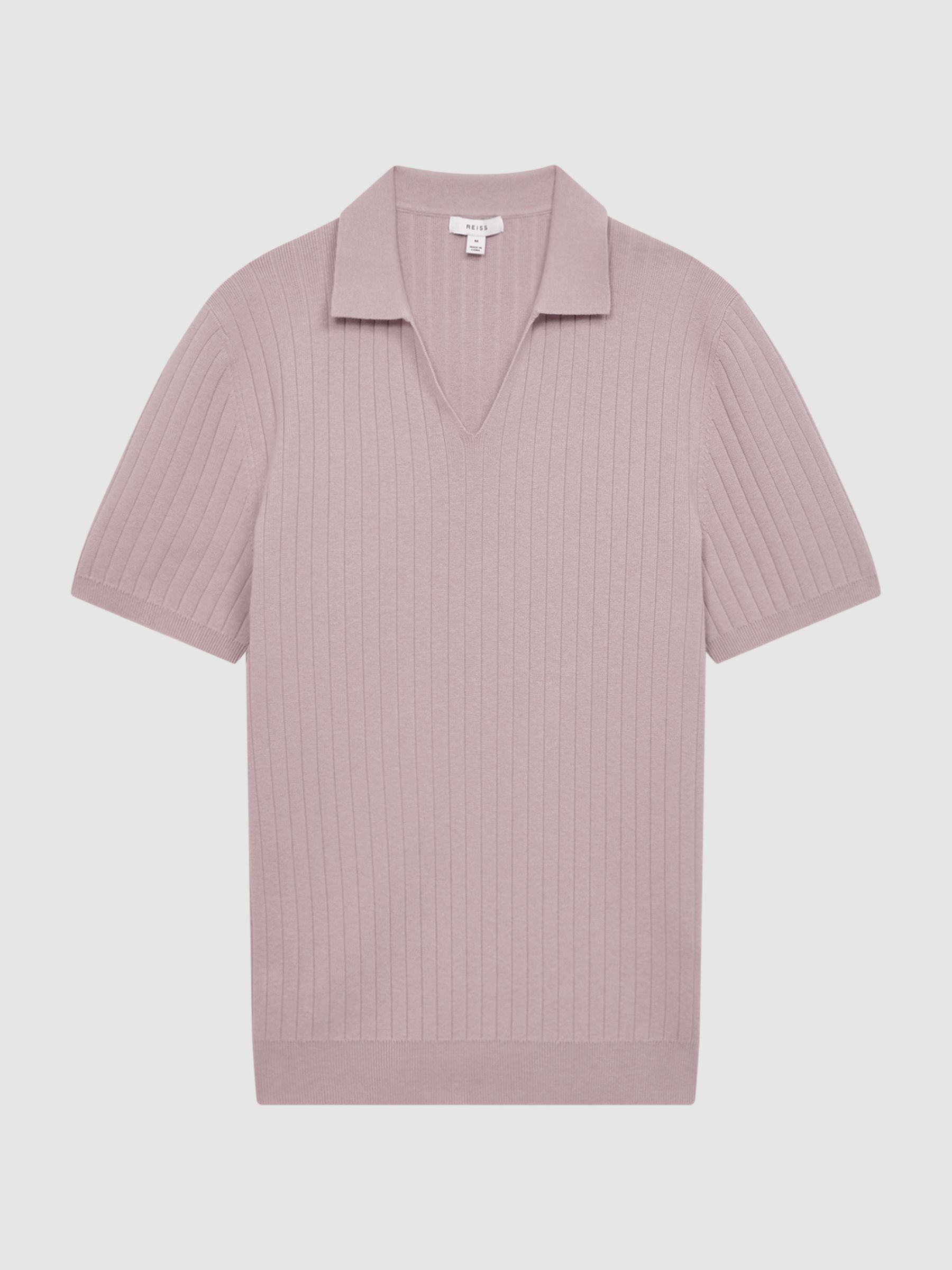 Reiss Slim Fit Open Collar Polo Shirt in Cherry Pink | REISS