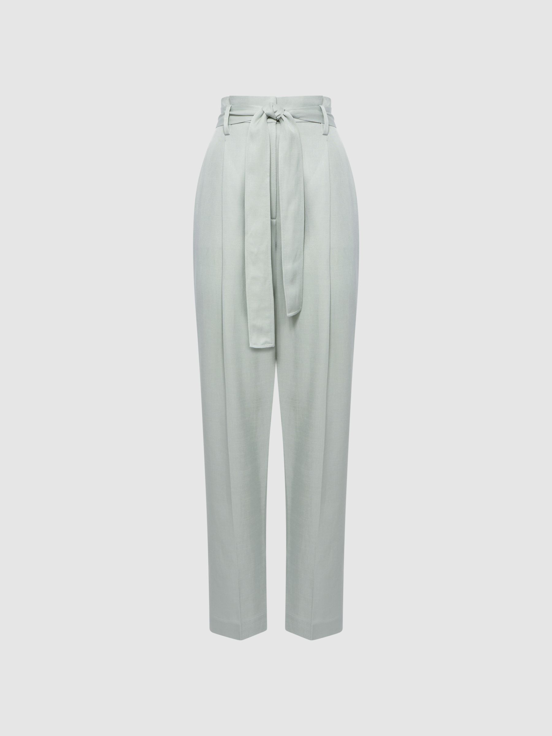 Tapered High Rise Trousers in Mint - Image 2 of 5 Tapered High Rise Trousers in Mint - Image 2 of 5