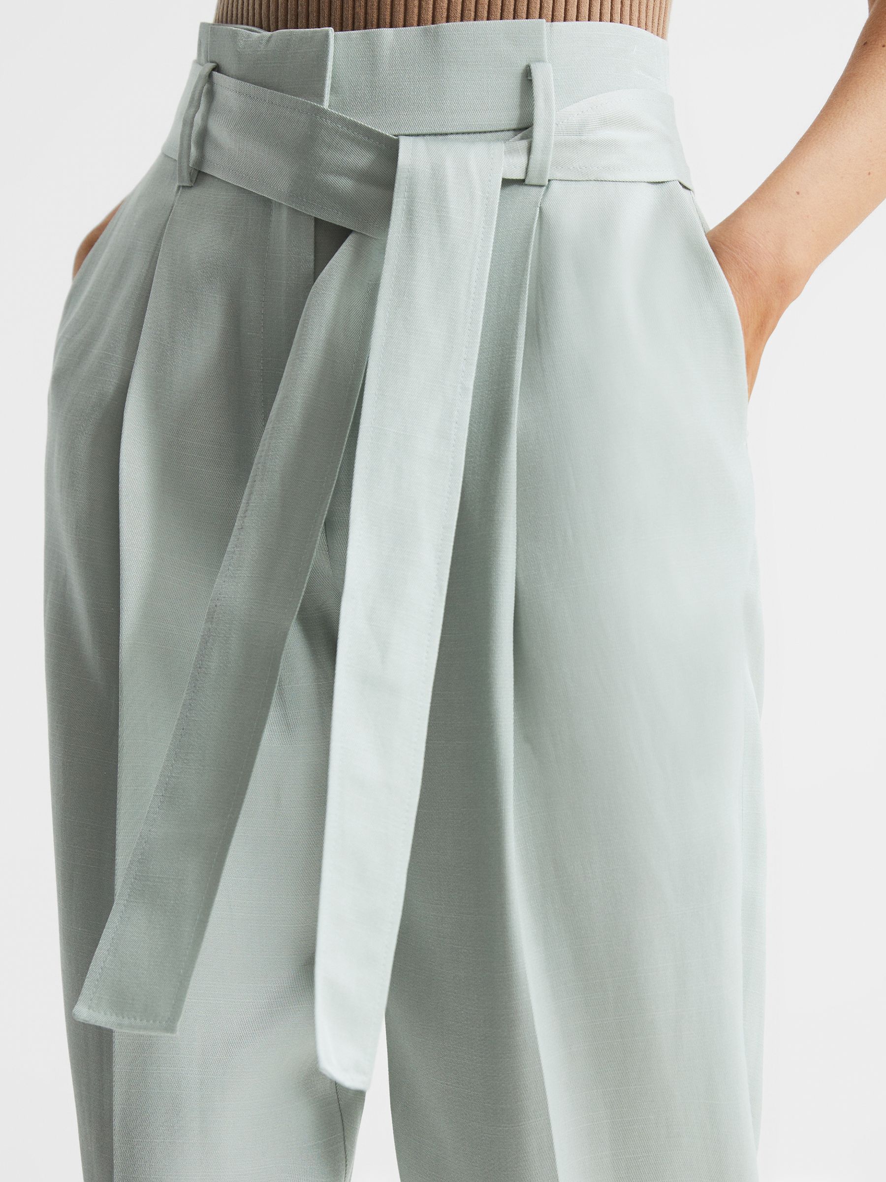 Tapered High Rise Trousers in Mint - Image 4 of 5
