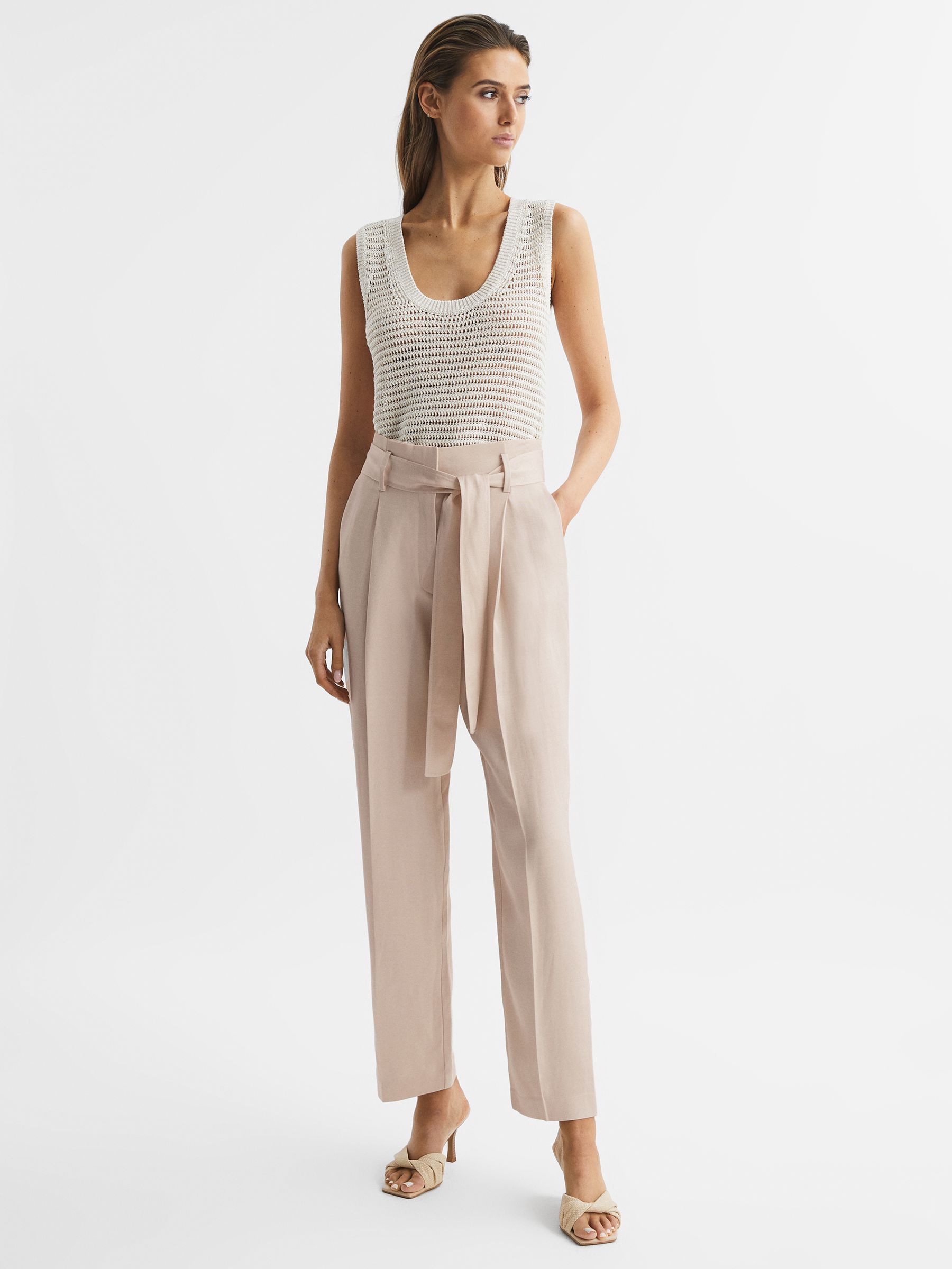 Tapered High Rise Trousers in Neutral - Image 3 of 6