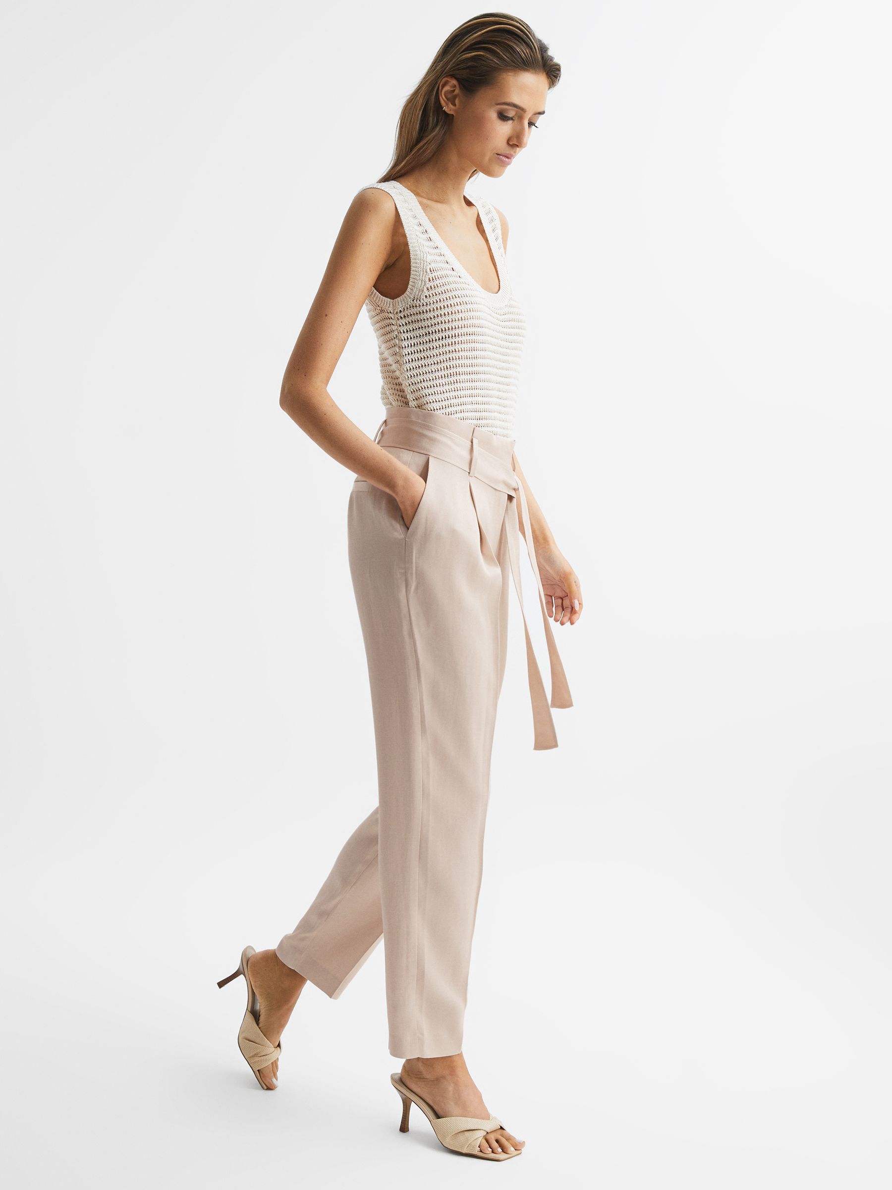 Tapered High Rise Trousers in Neutral - Image 6 of 6