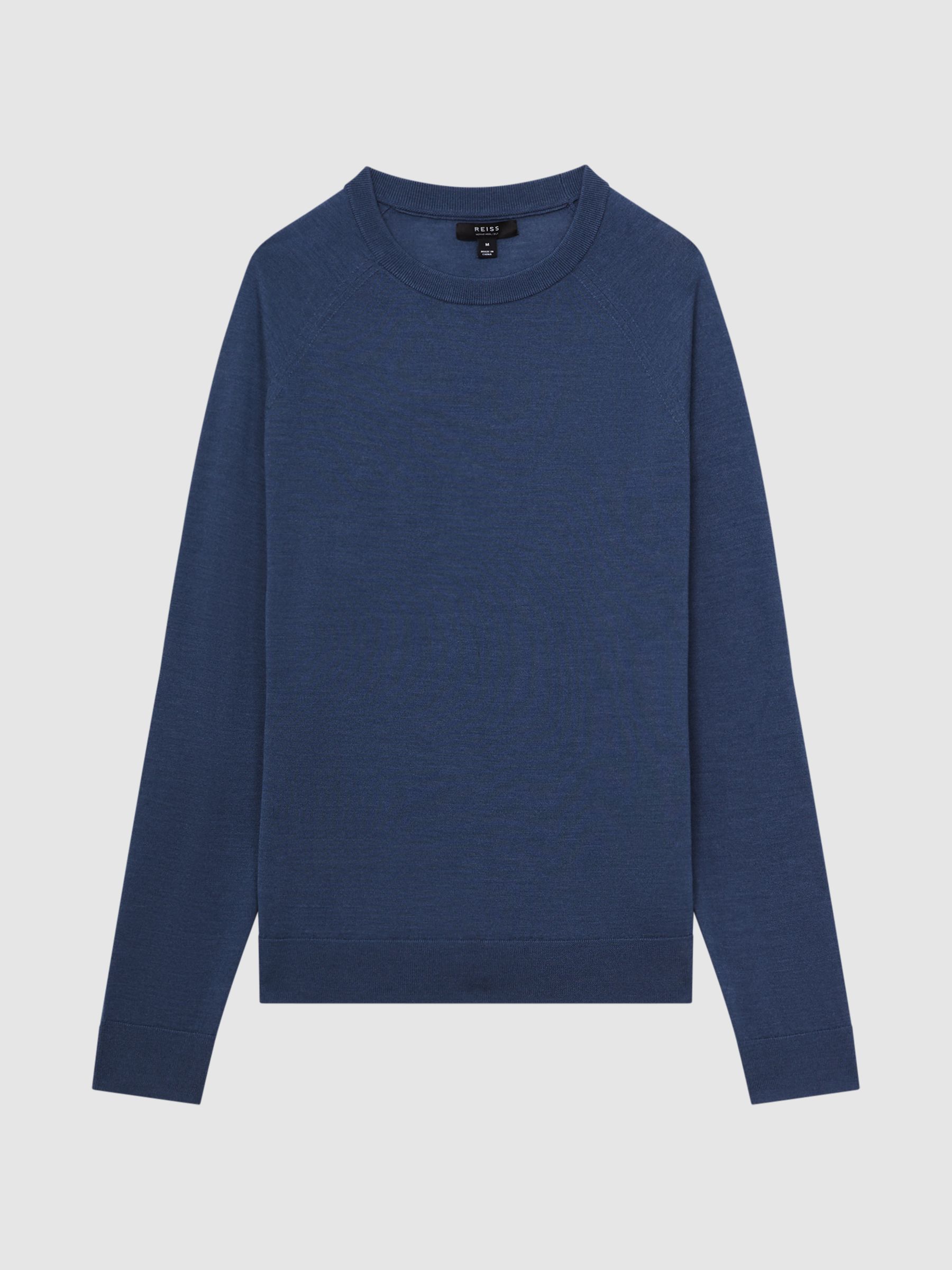 Merino Silk Knitted Jumper in Airforce Blue - Image 2 of 6