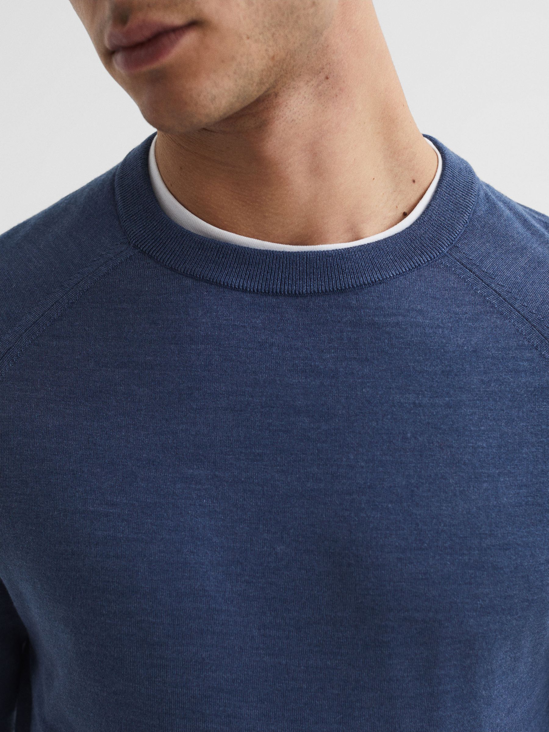 Merino Silk Knitted Jumper in Airforce Blue - Image 4 of 6