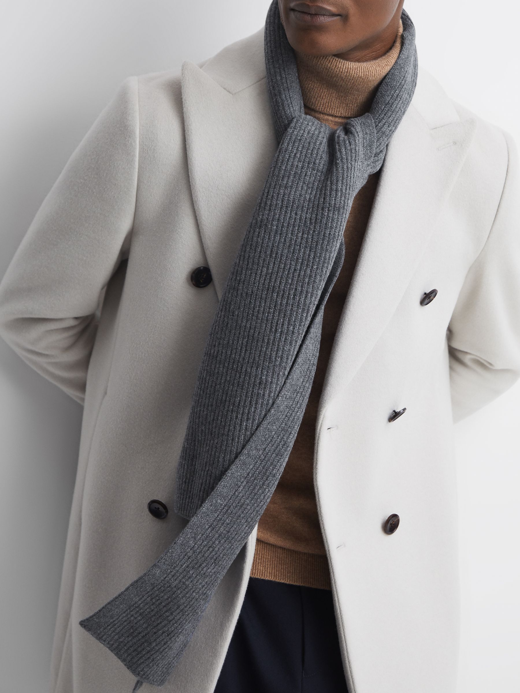 Merino Wool Hat, Scarf, and Gloves Set in Charcoal - Image 2 of 7