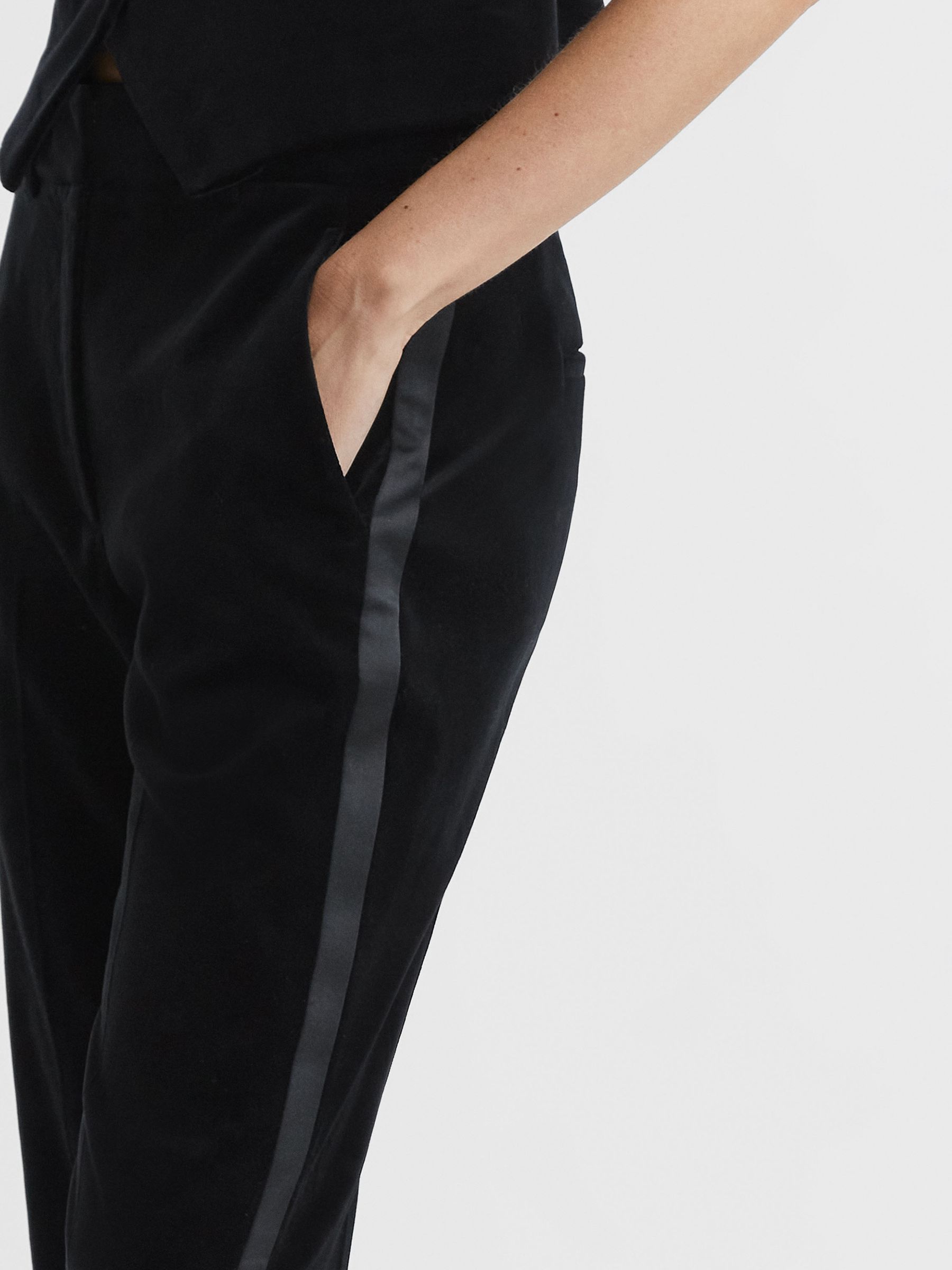 Velvet Flared Suit Trousers in Black - Image 4 of 5