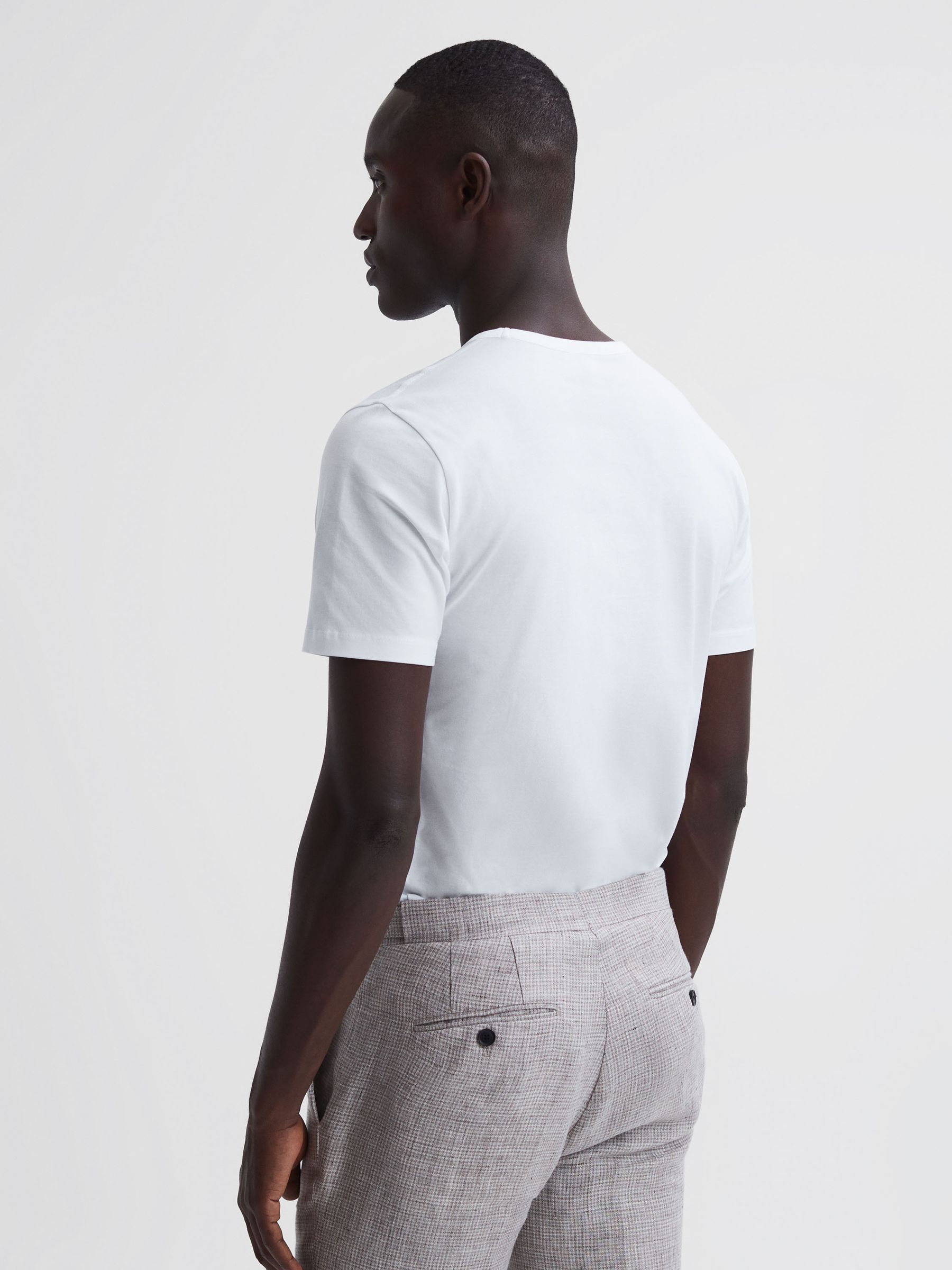 Mercerised Crew Neck T-shirt in White - Image 5 of 6