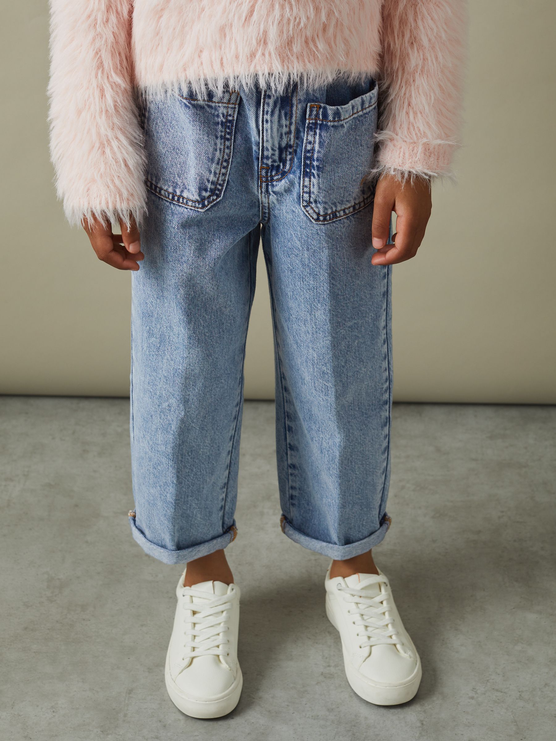 9-13 yrs High Rise Elasticated Jeans in Blue - Image 1 of 6