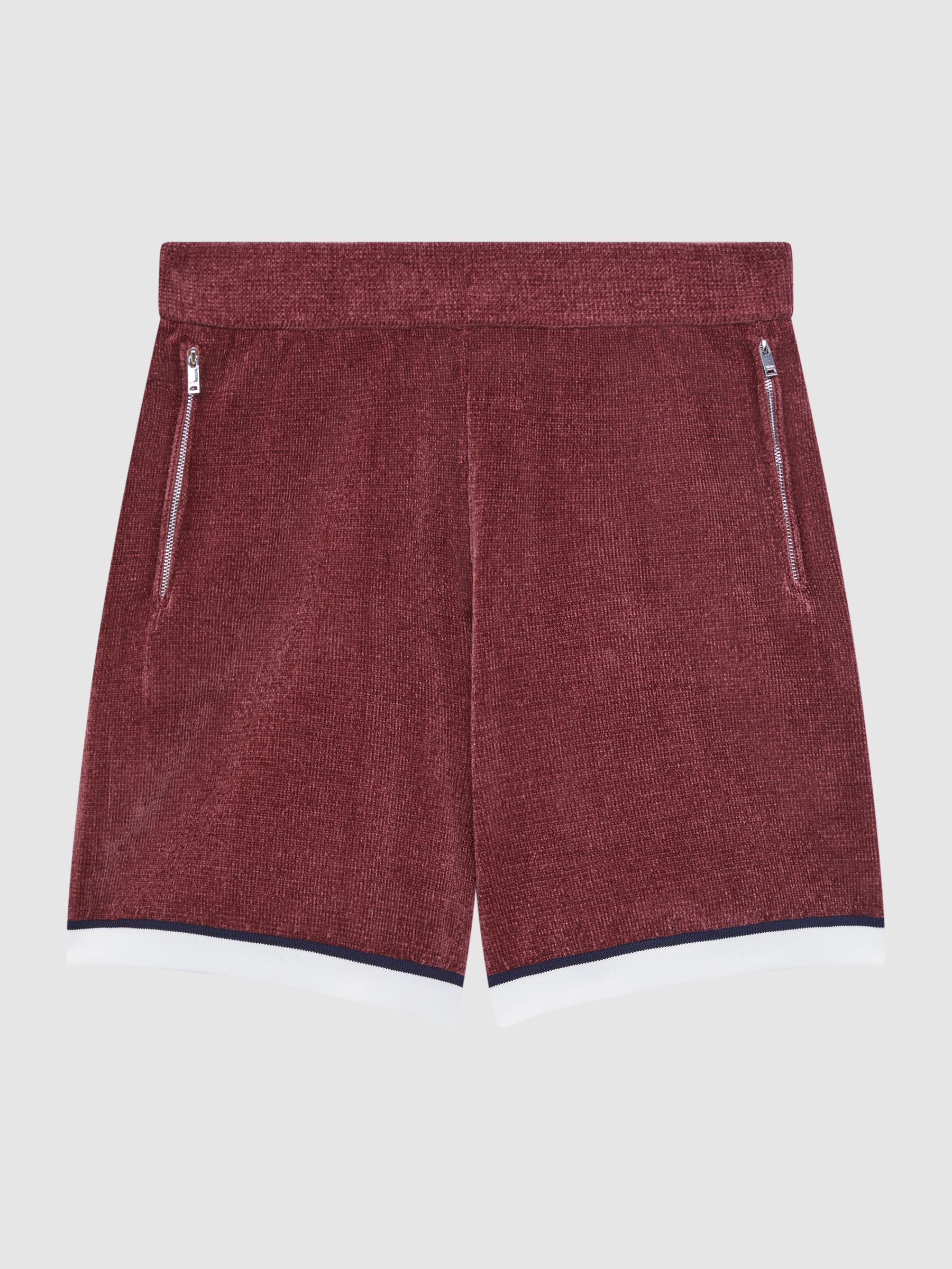 Relaxed Fit Elasticated Chenille Shorts in Rust - Image 2 of 5 Relaxed Fit Elasticated Chenille Shorts in Rust - Image 2 of 5