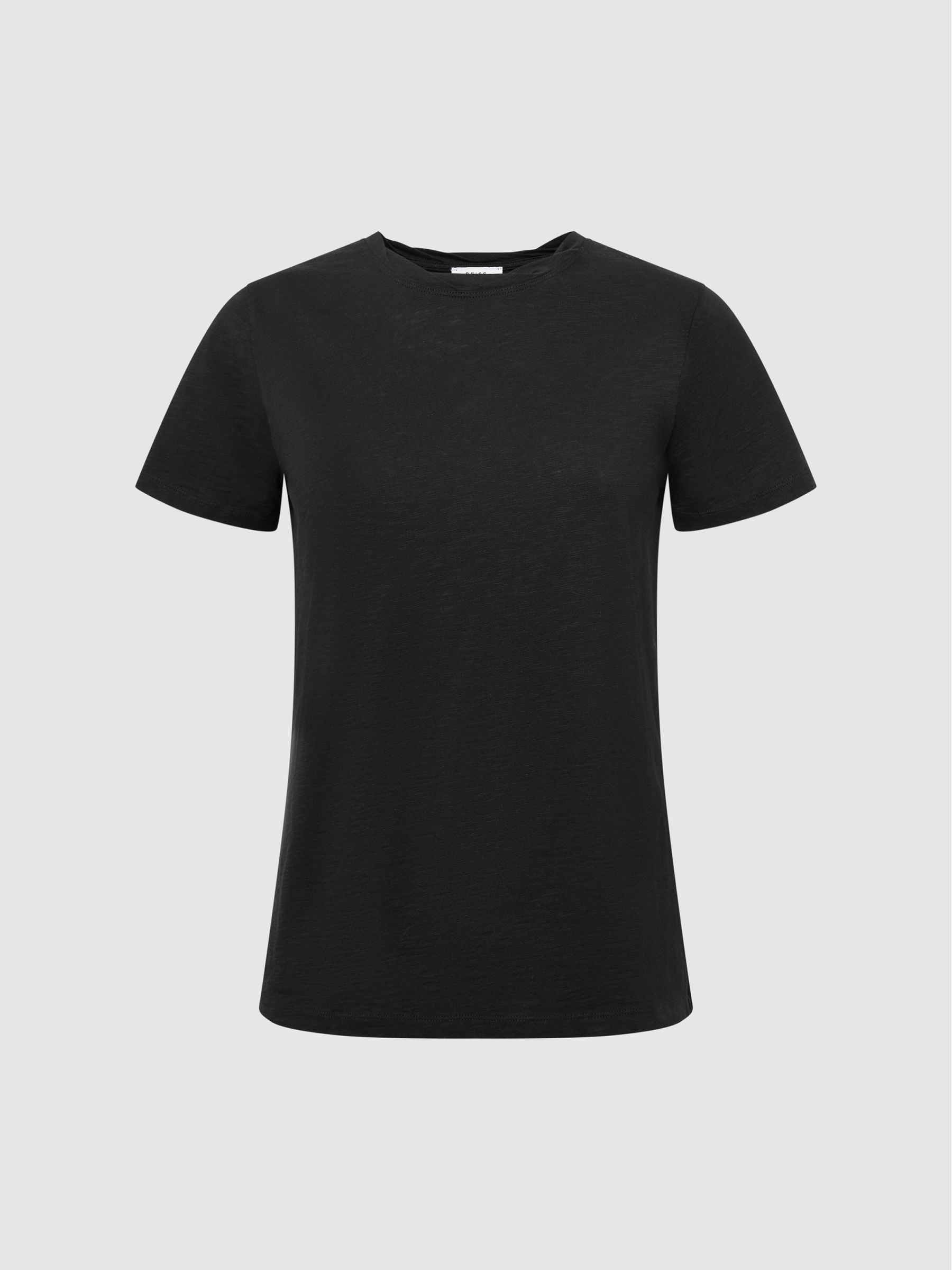 Slub Cotton T-Shirt in Black - Image 2 of 6 Slub Cotton T-Shirt in Black - Image 2 of 6