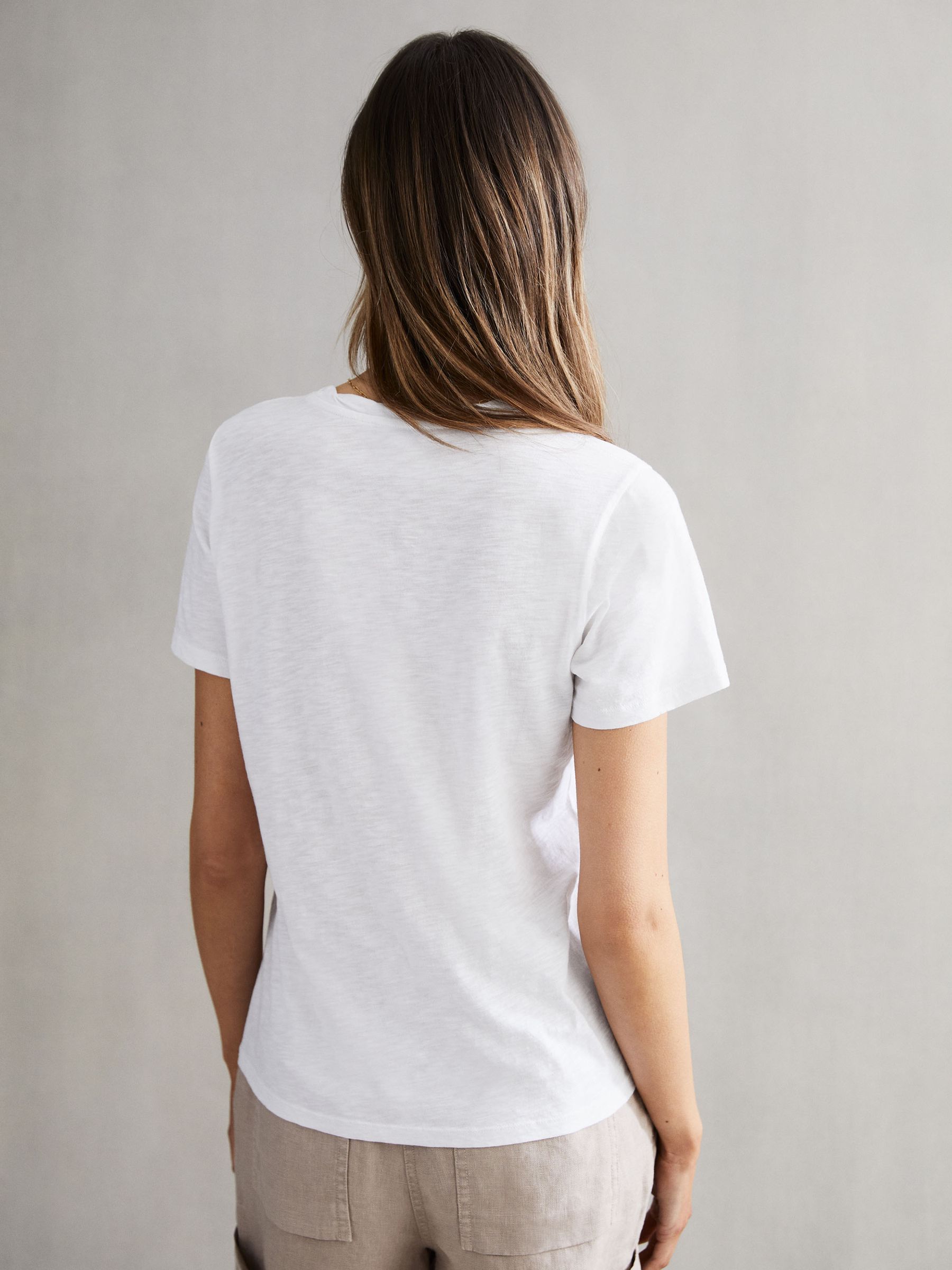 Slub Cotton T-Shirt in White - Image 4 of 6