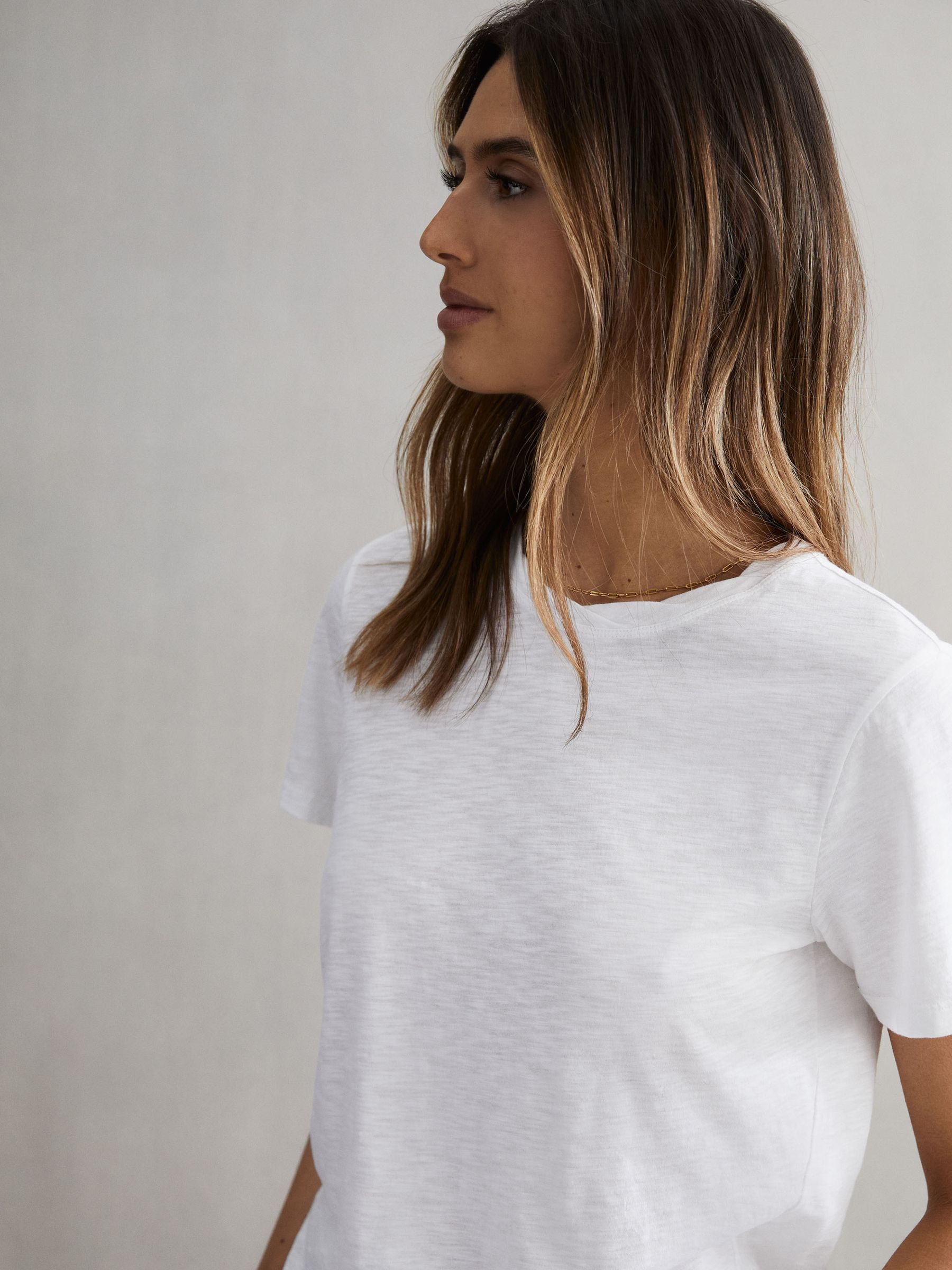 Slub Cotton T-Shirt in White - Image 5 of 6
