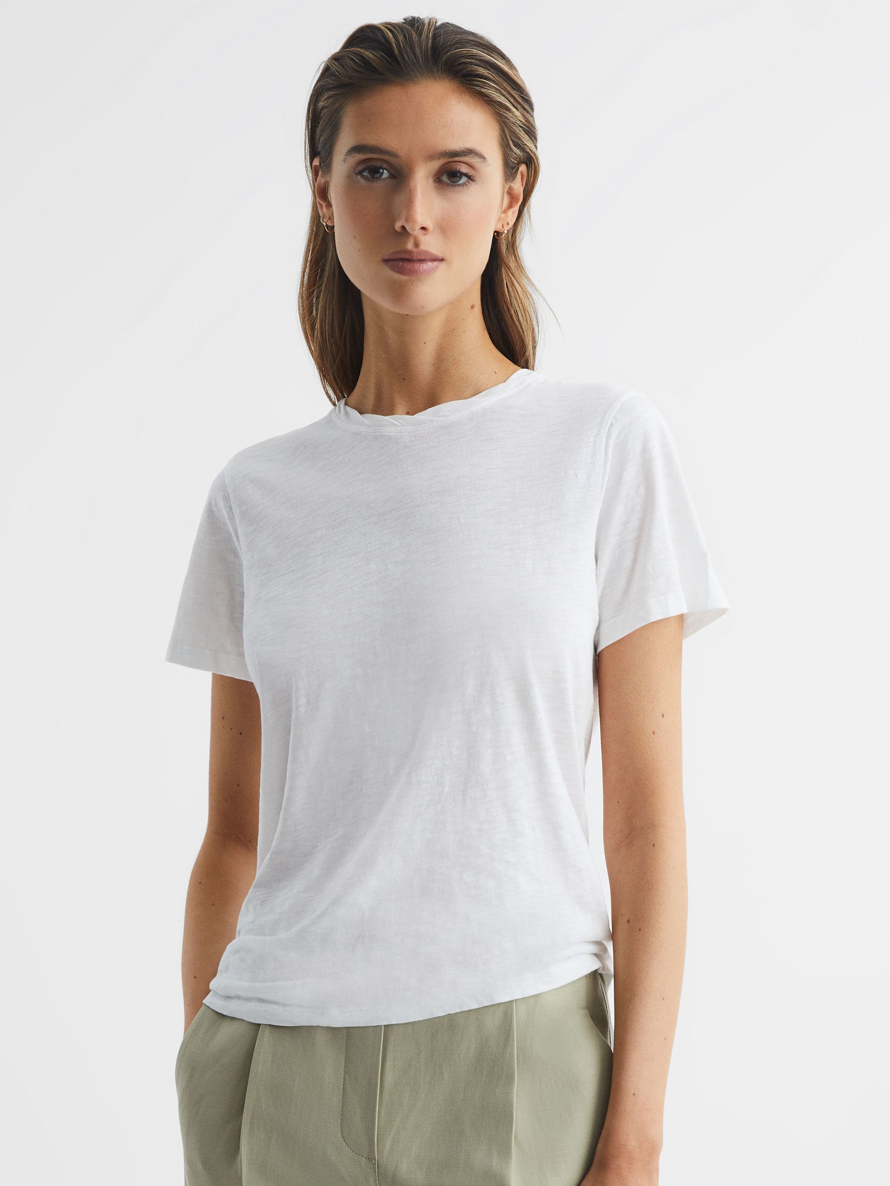 Slub Cotton T-Shirt in White - Image 6 of 6