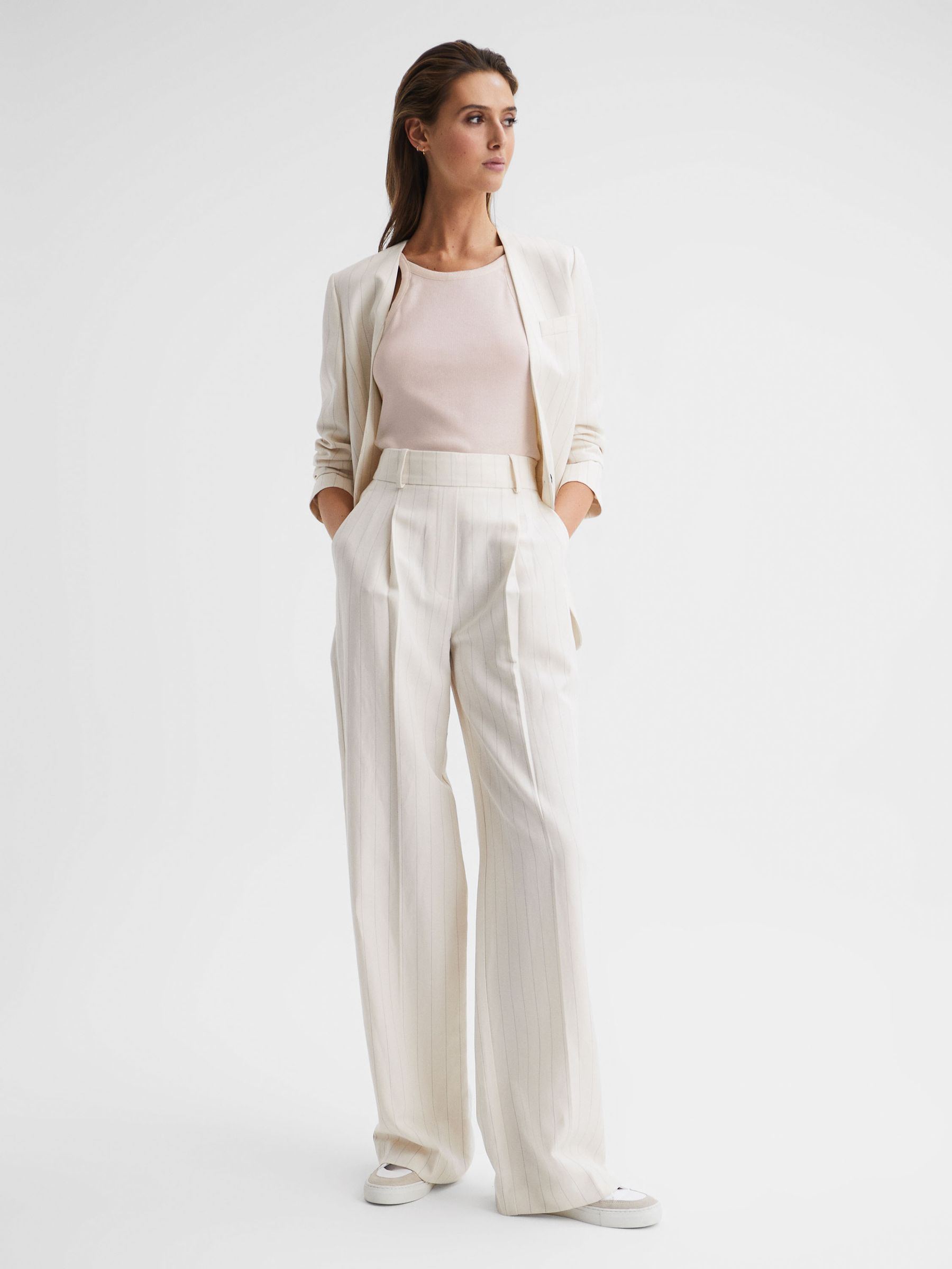 Crew Neck Ribbed Cami Vest Top in Pink - Image 6 of 6