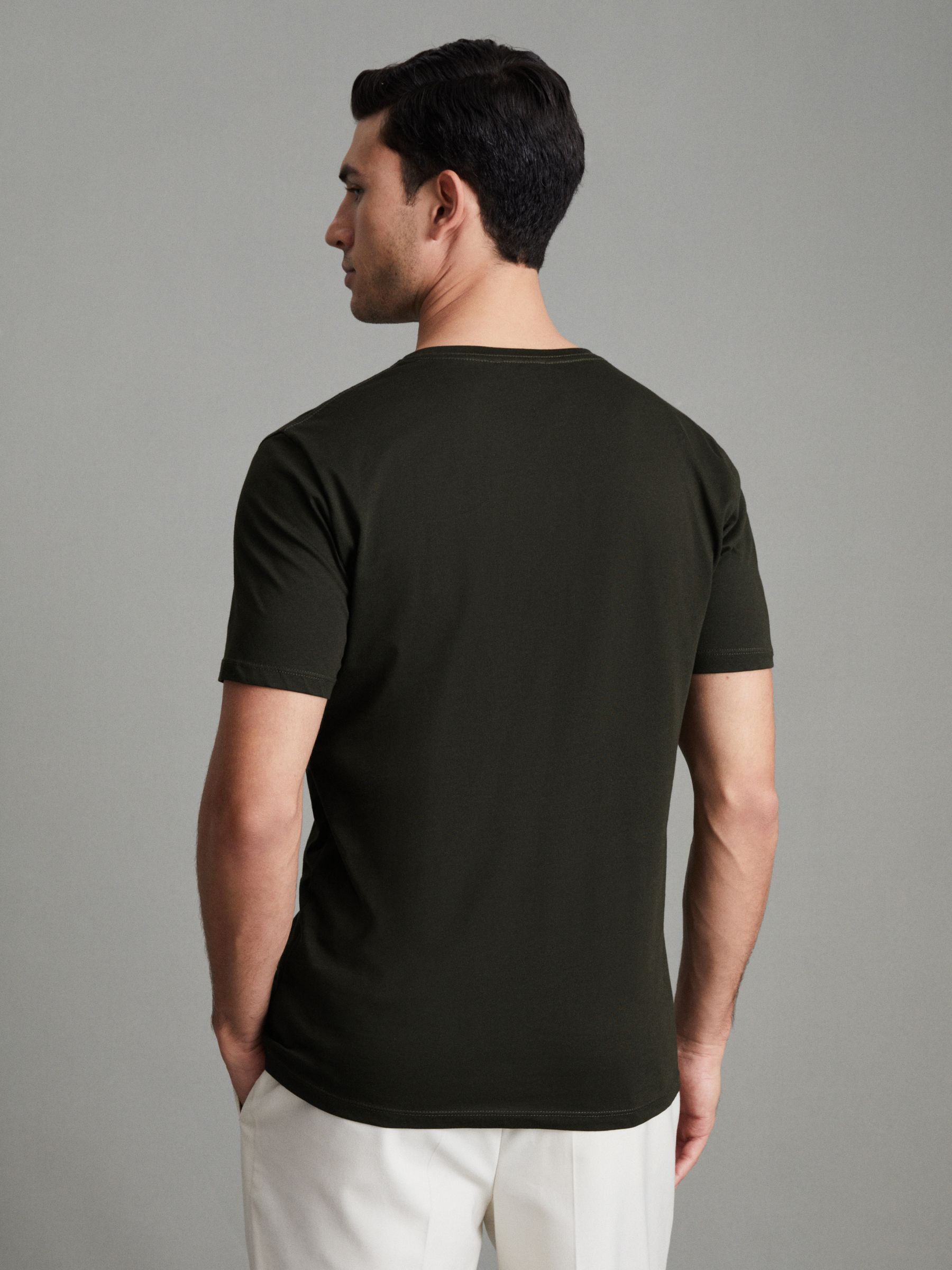 Cotton V-Neck T-Shirt in Oxidised Green - Image 4 of 6