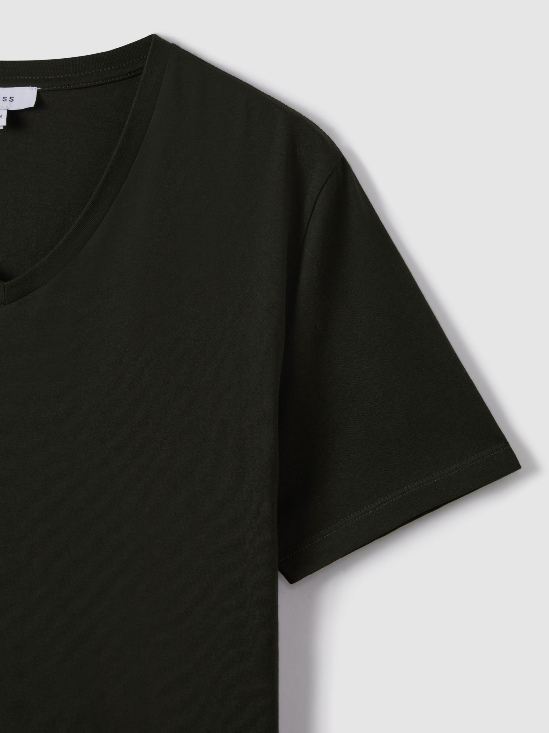 Cotton V-Neck T-Shirt in Oxidised Green - Image 5 of 6