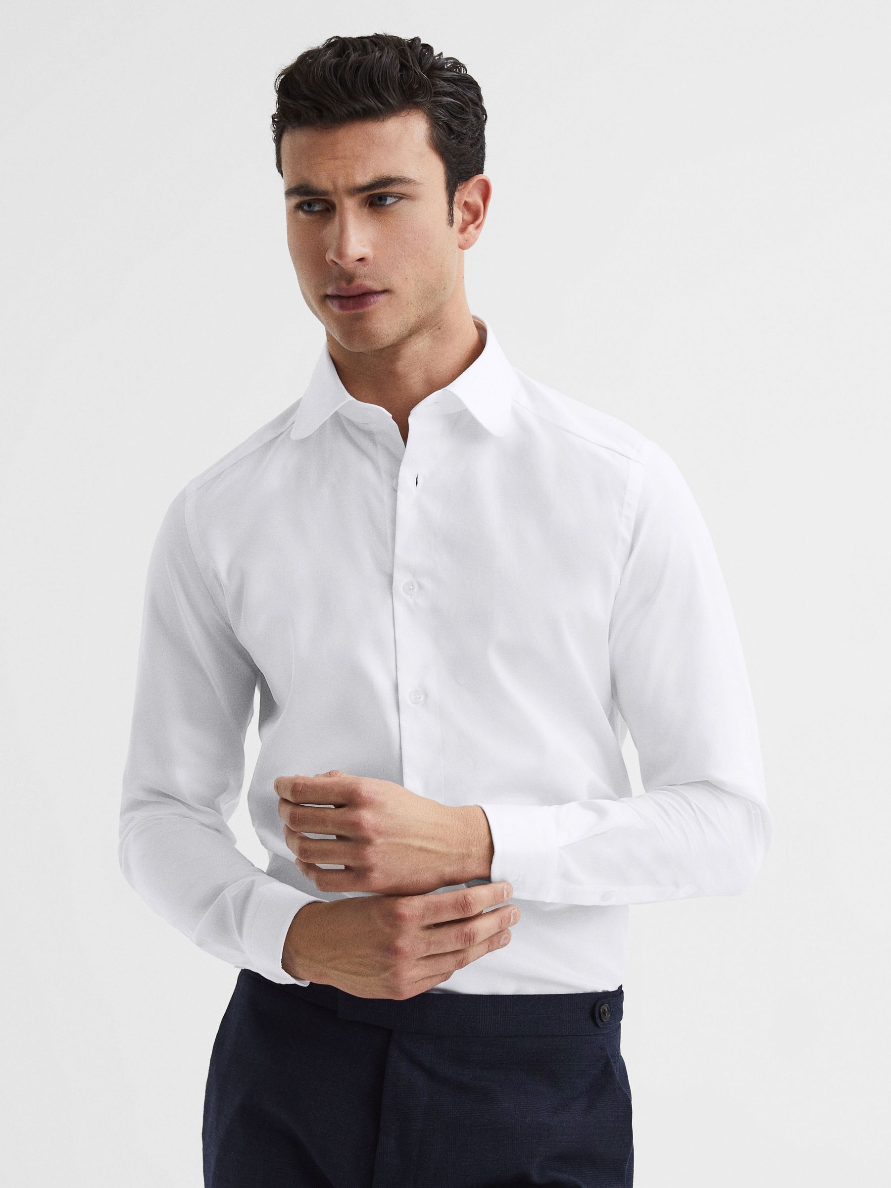 Slim Fit Penny Collar Shirt in White - Image 1 of 8