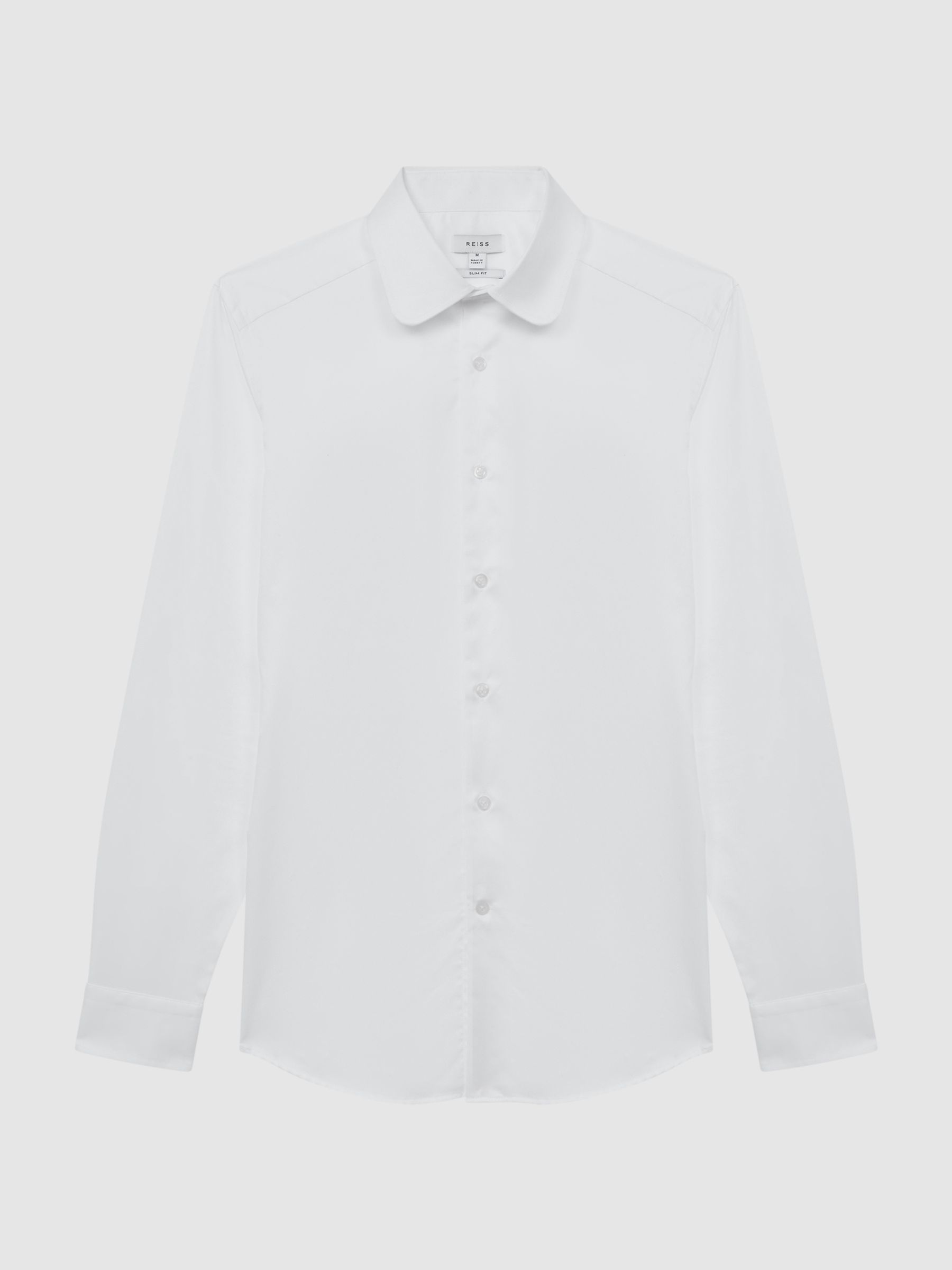 Slim Fit Penny Collar Shirt in White - Image 2 of 8