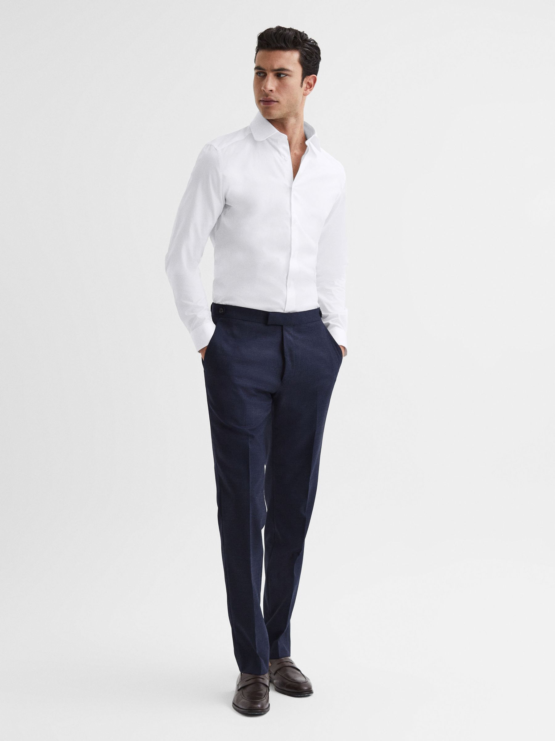 Slim Fit Penny Collar Shirt in White - Image 3 of 8