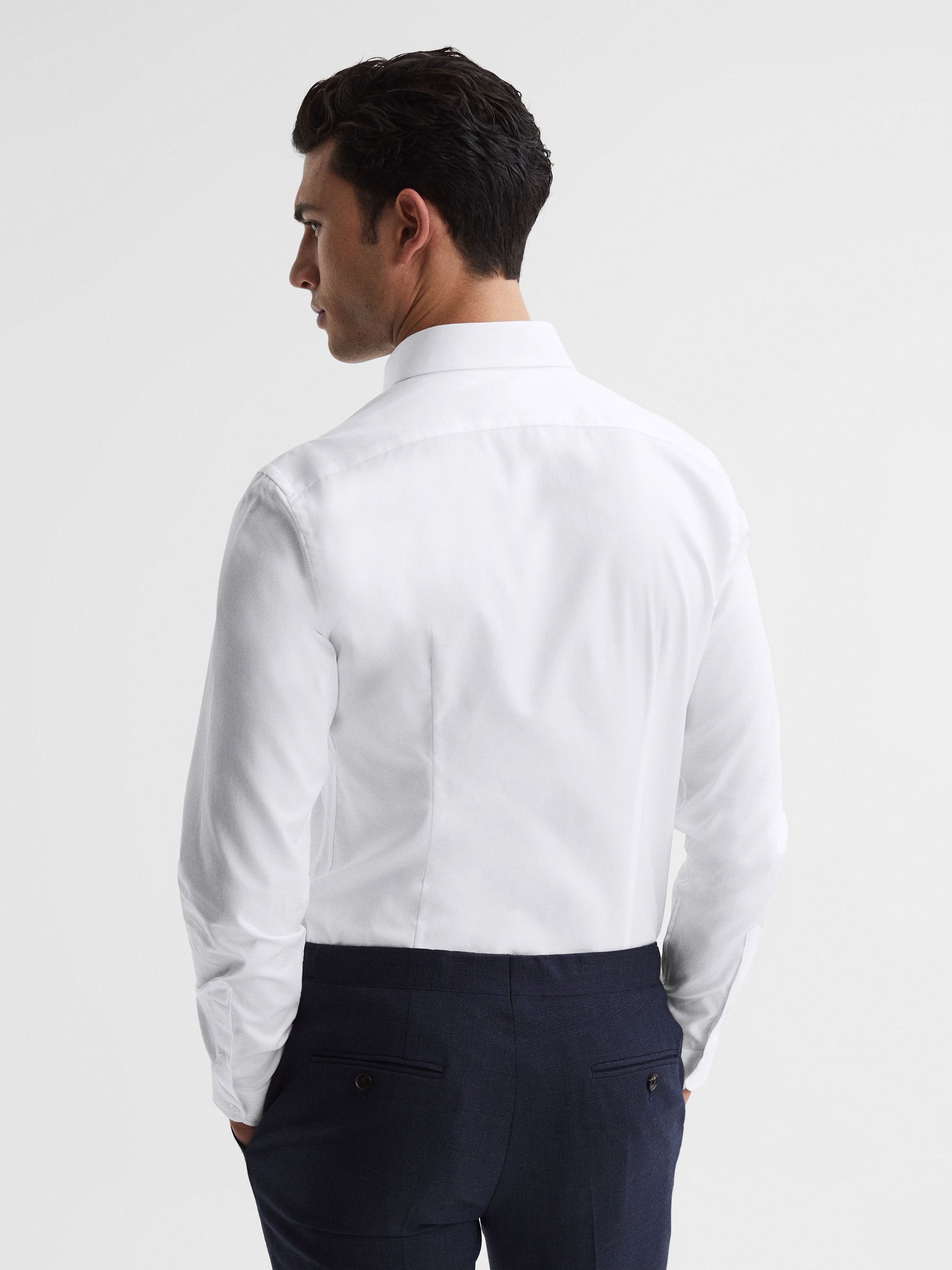 Slim Fit Penny Collar Shirt in White - Image 5 of 8