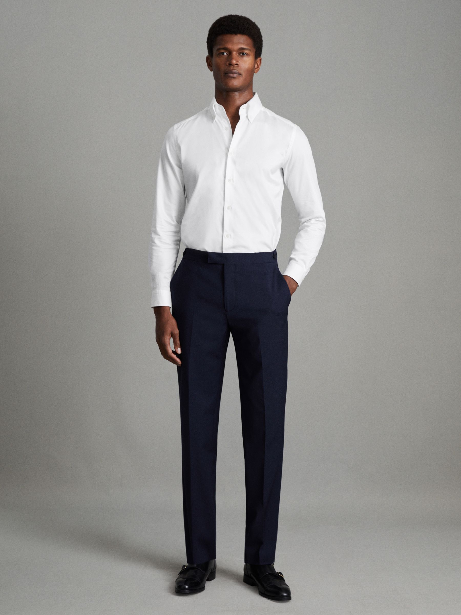 Slim Fit Cotton Button-Down Shirt in White - Image 3 of 7