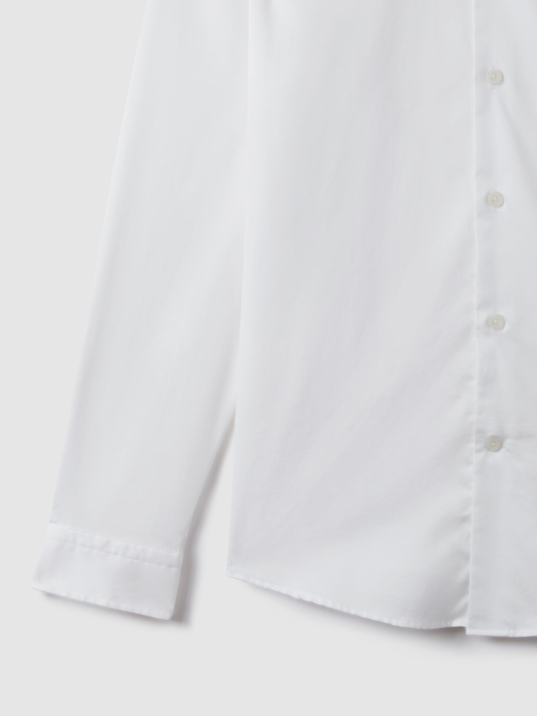 Slim Fit Cotton Button-Down Shirt in White - Image 6 of 7