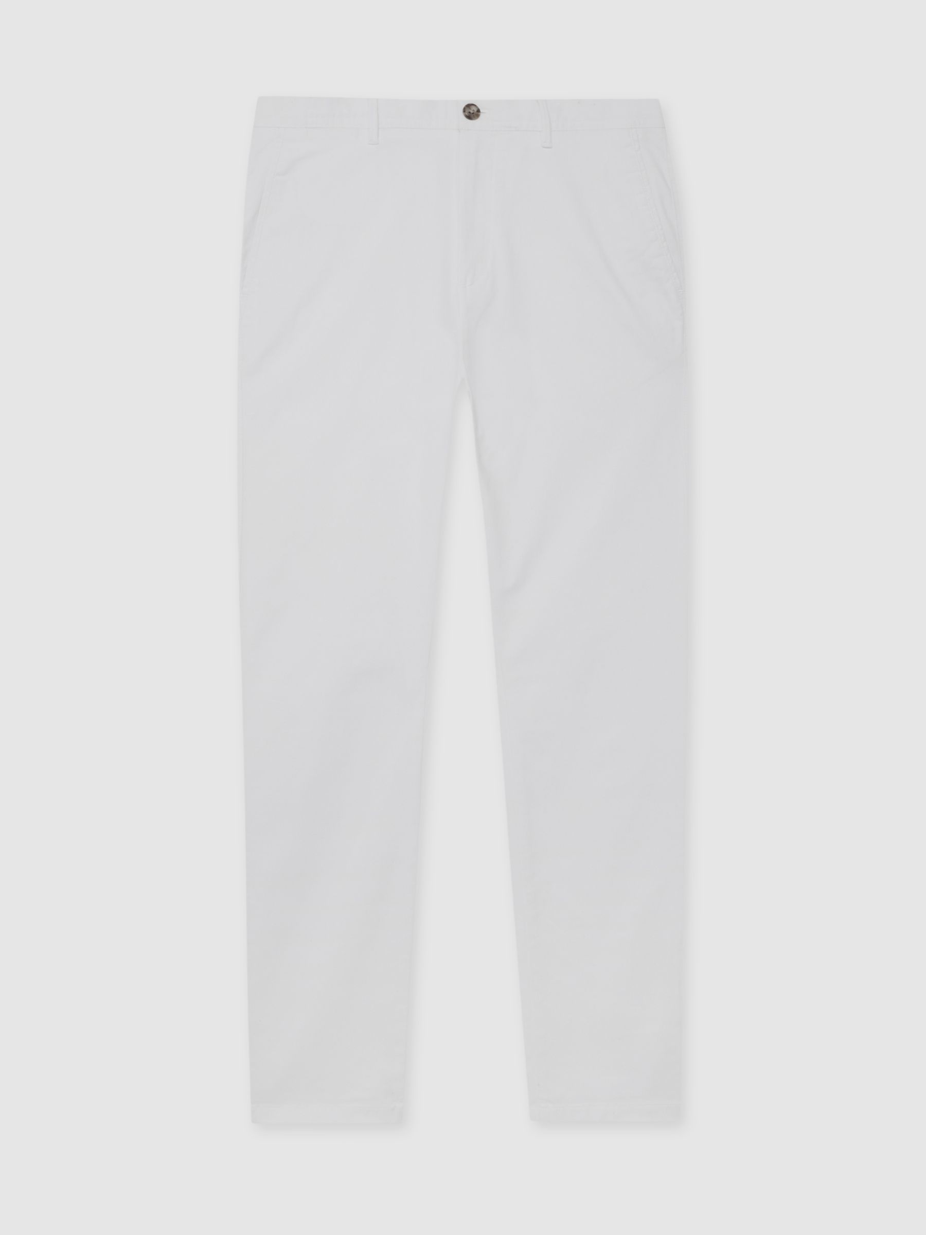 Slim Fit Washed Cotton Blend Chinos in White - Image 2 of 6