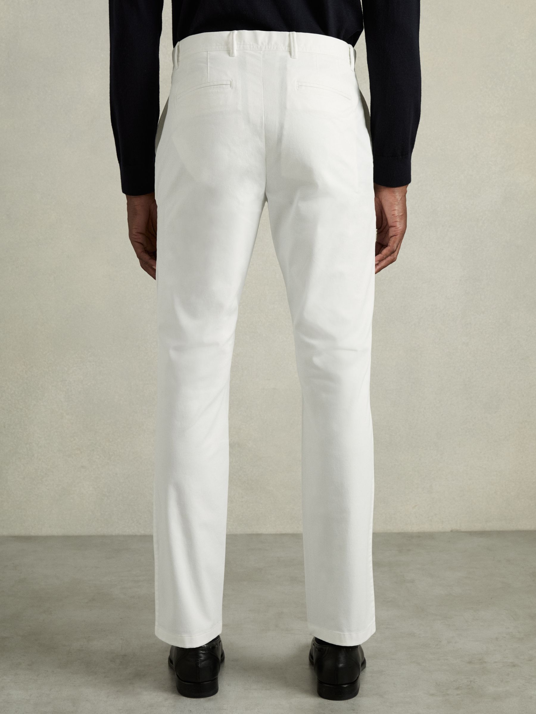 Slim Fit Washed Cotton Blend Chinos in White - Image 5 of 6