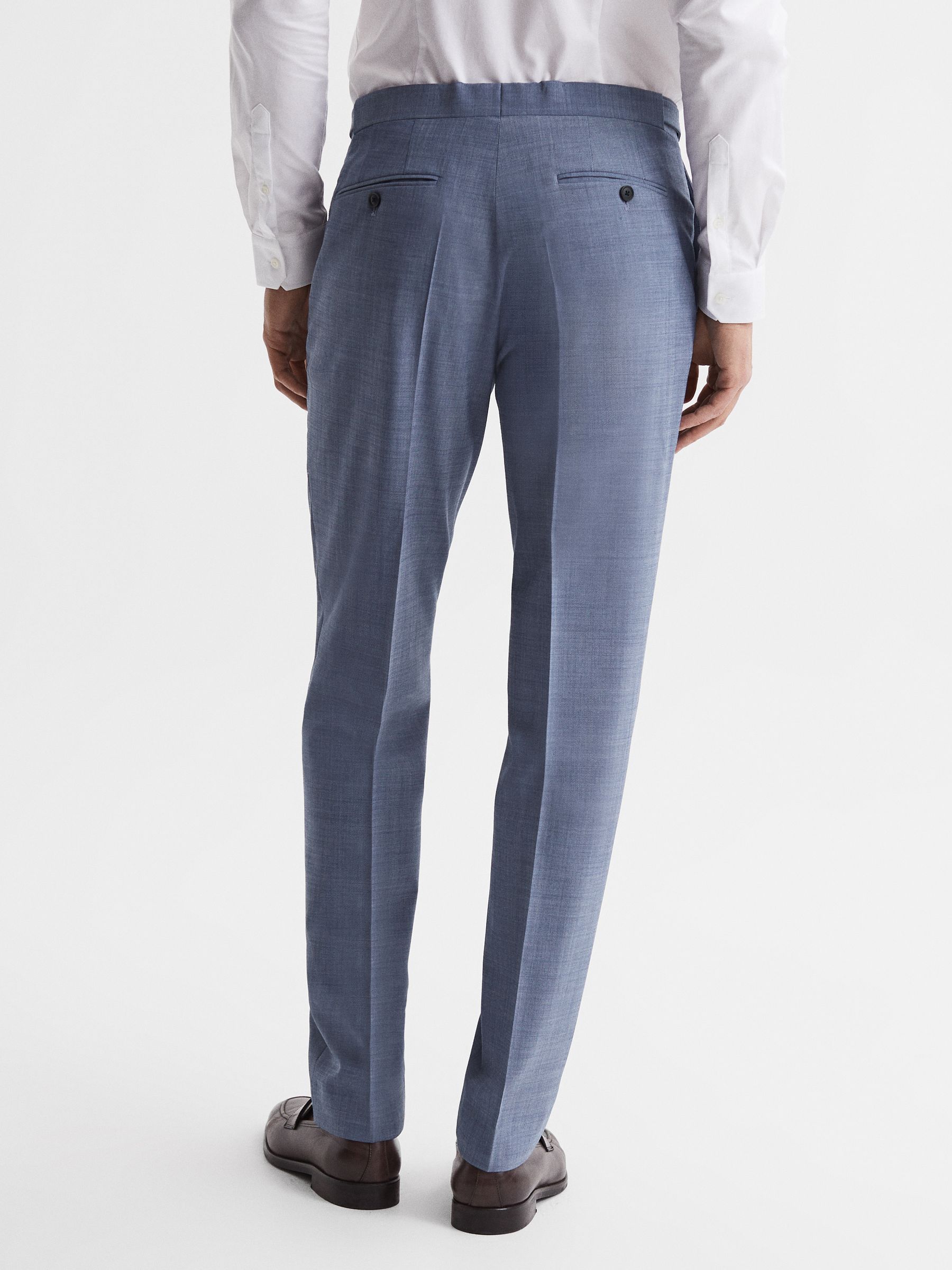 Slim Fit Wool Blend Trousers in Soft Blue - Image 5 of 5