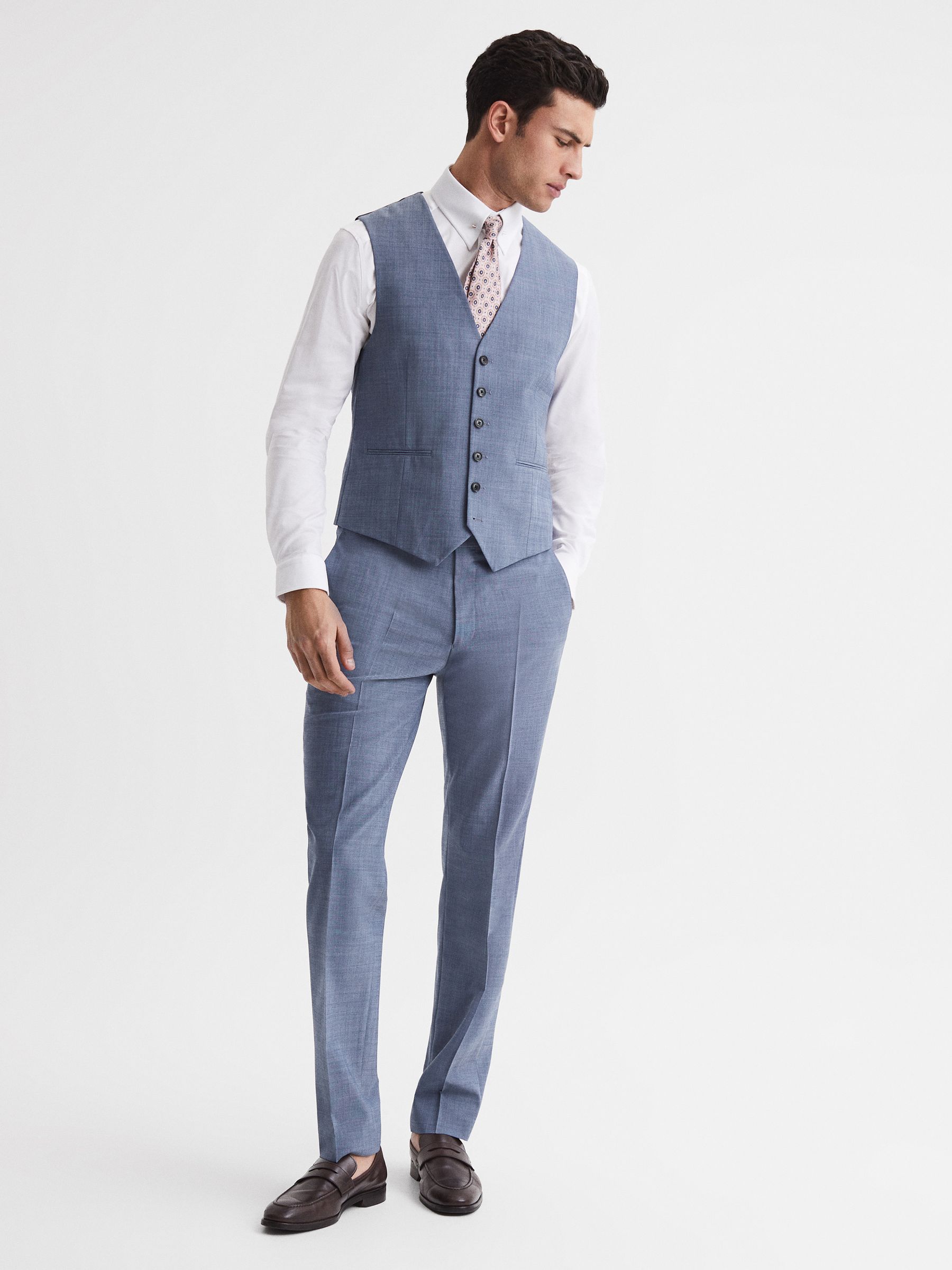 Slim Fit Waistcoat in Soft Blue - Bild 3 von 6