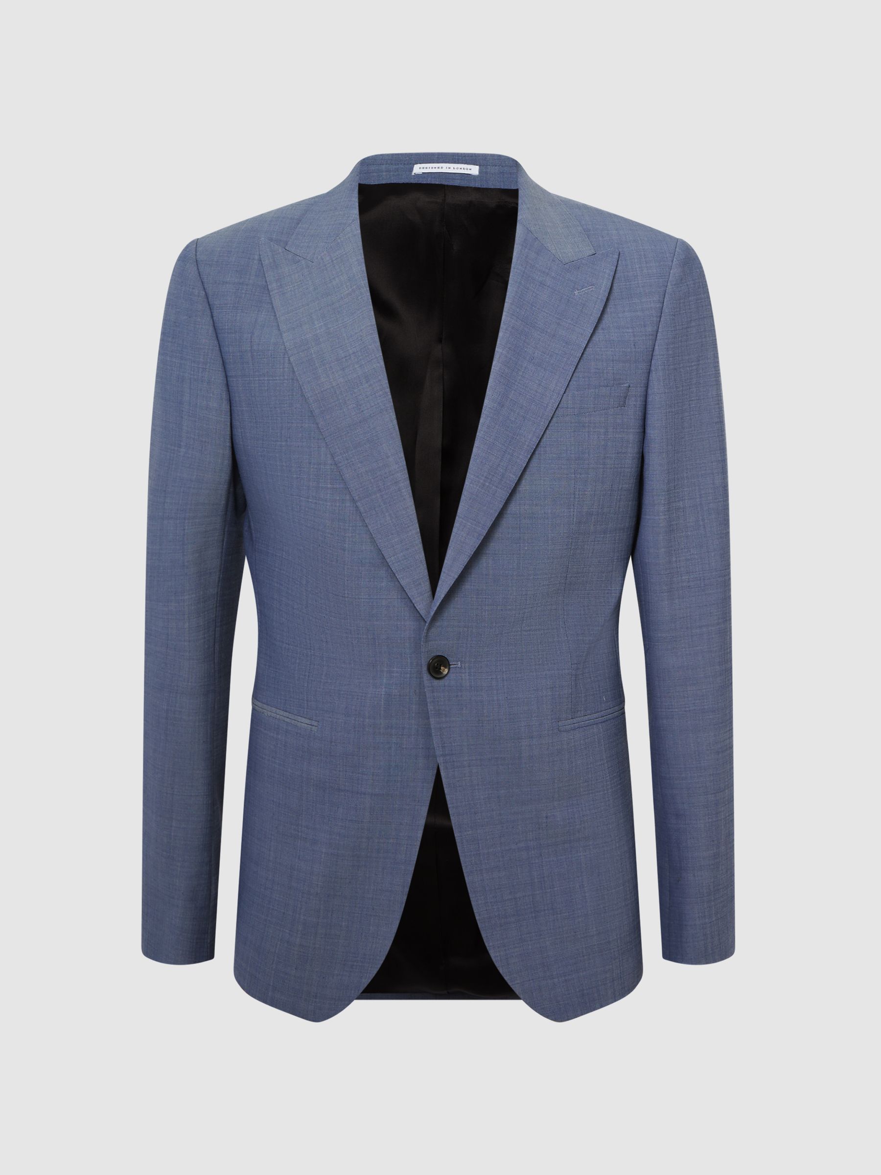 Slim Fit Single Breasted Wool Blend Blazer in Soft Blue - Image 2 of 8