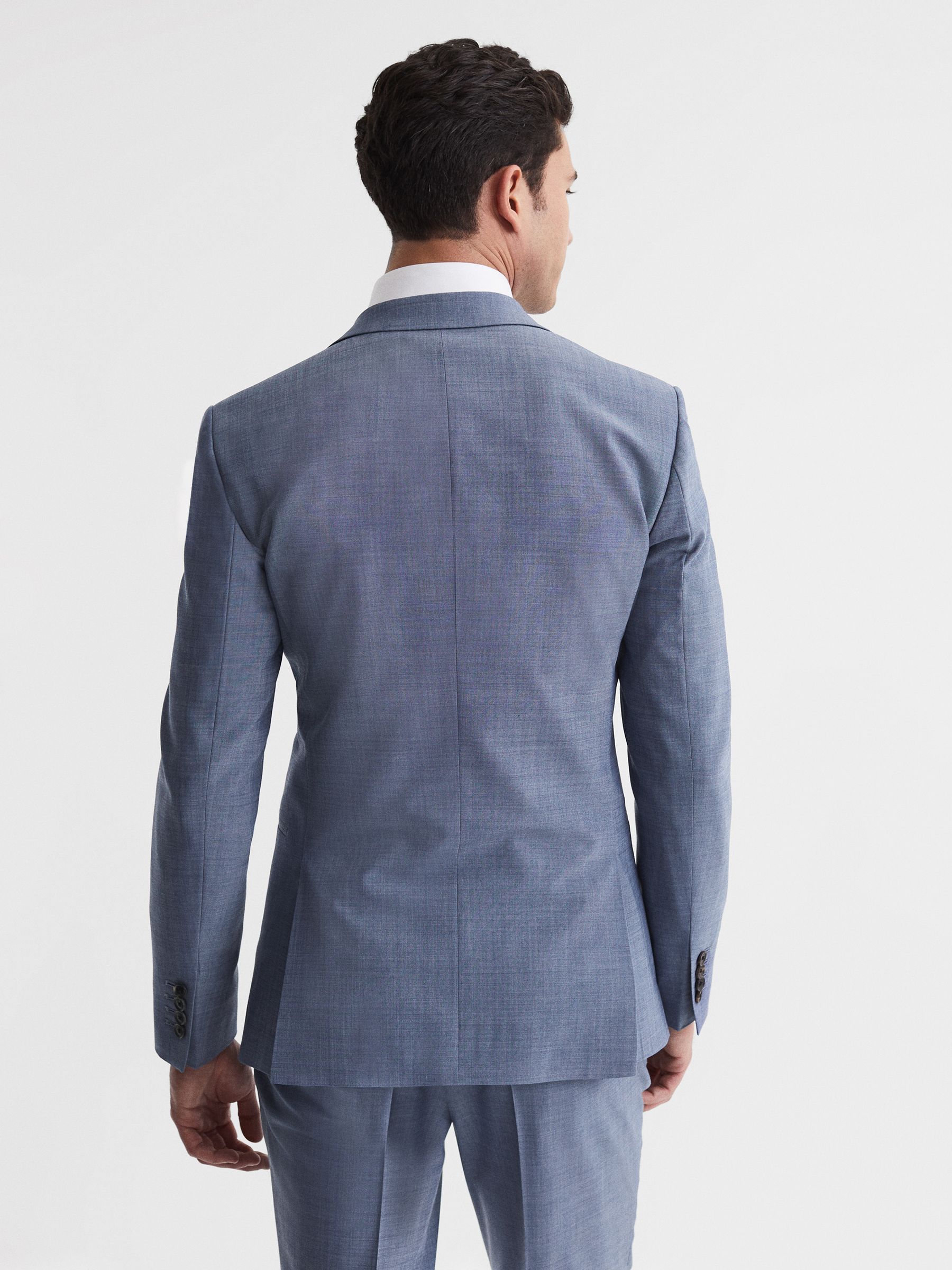 Slim Fit Single Breasted Wool Blend Blazer in Soft Blue - Image 5 of 8