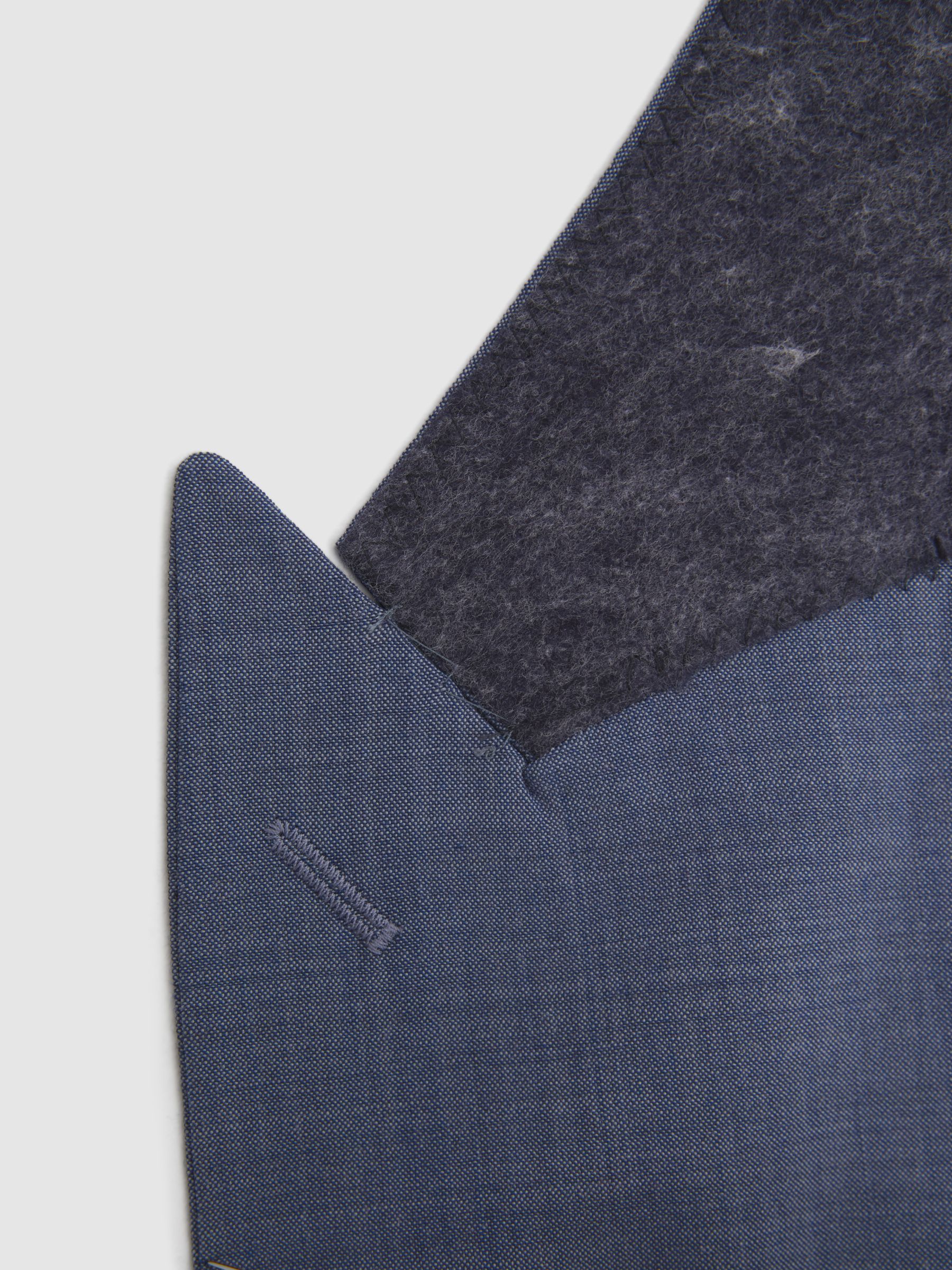 Slim Fit Single Breasted Wool Blend Blazer in Soft Blue - Image 8 of 8