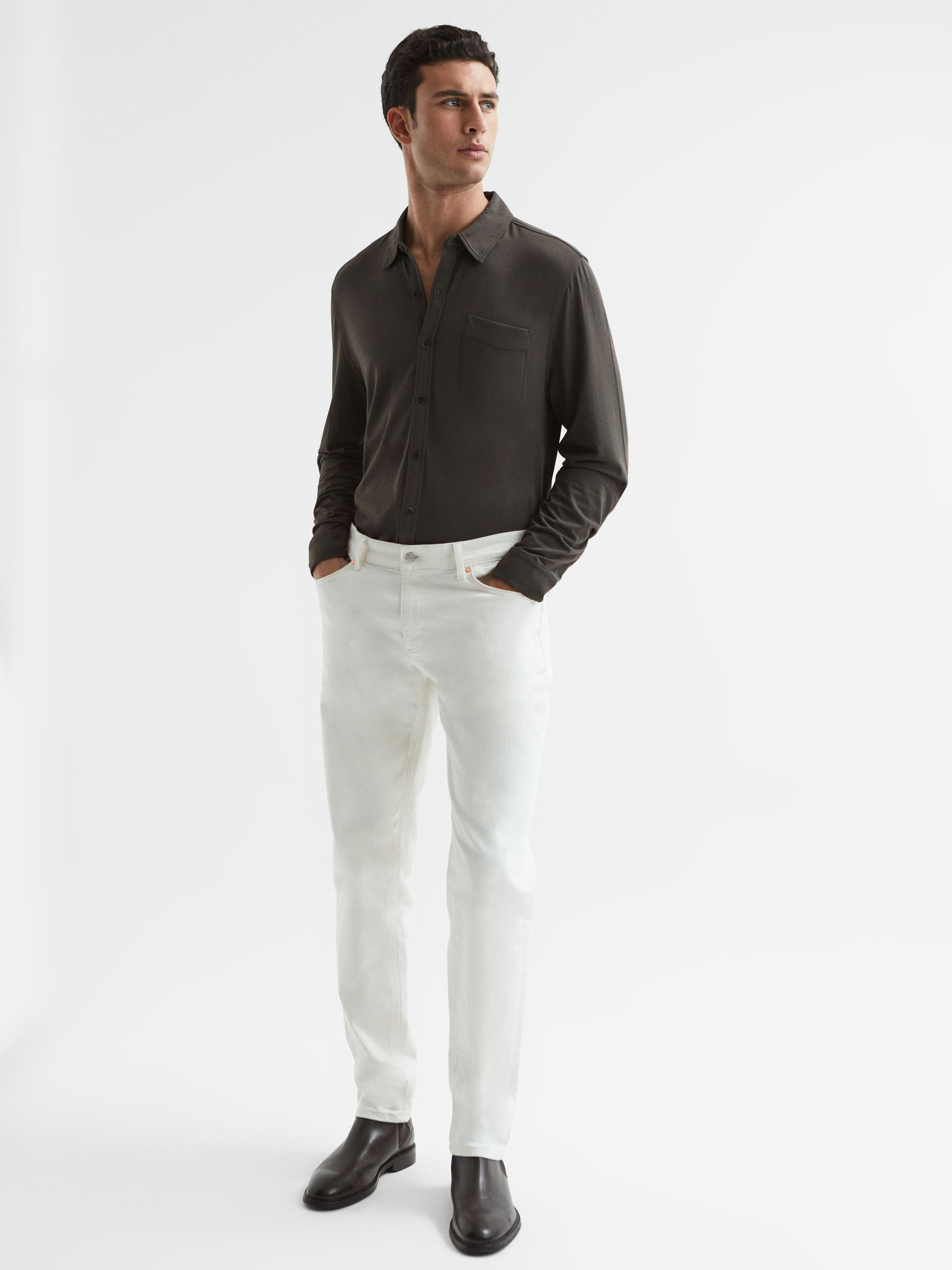 Paige Cotton Jersey Shirt in Iron Gate - Image 3 of 6