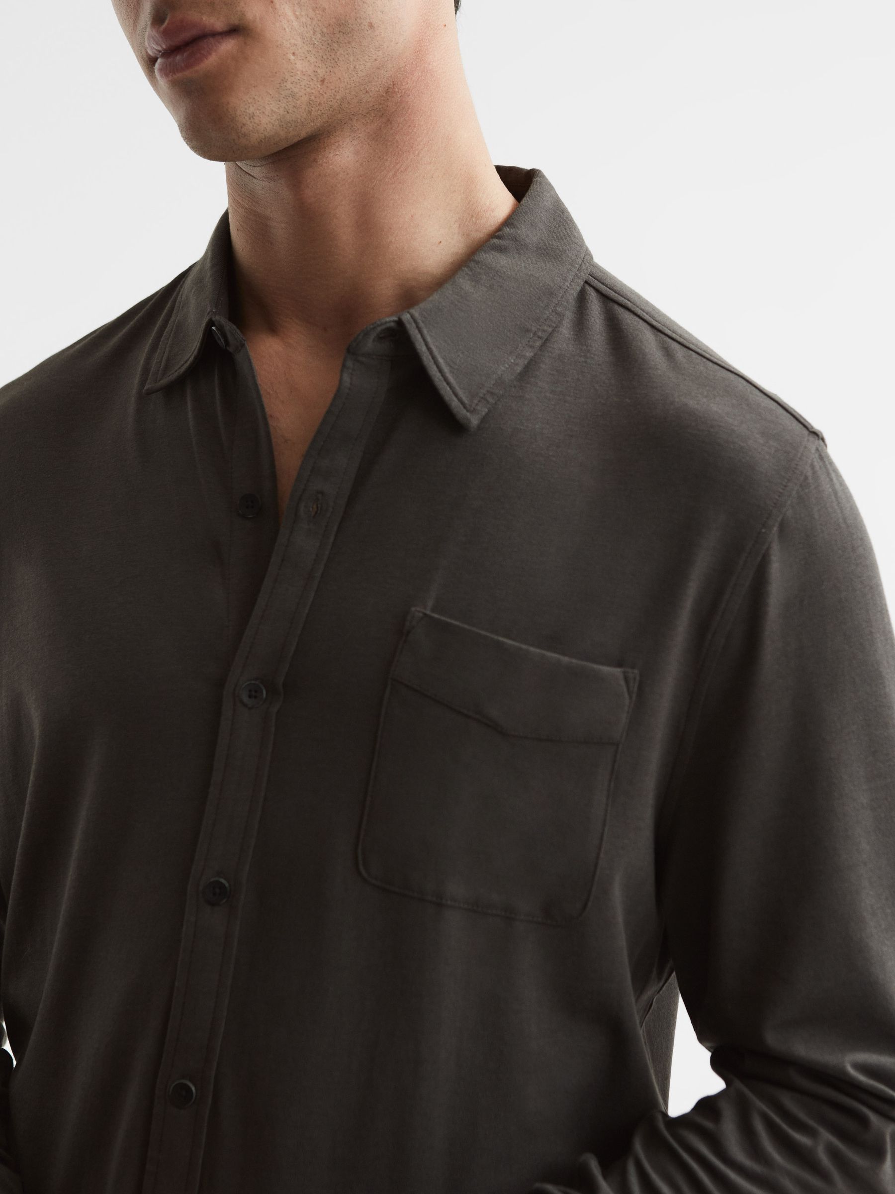 Paige Cotton Jersey Shirt in Iron Gate - Image 4 of 6