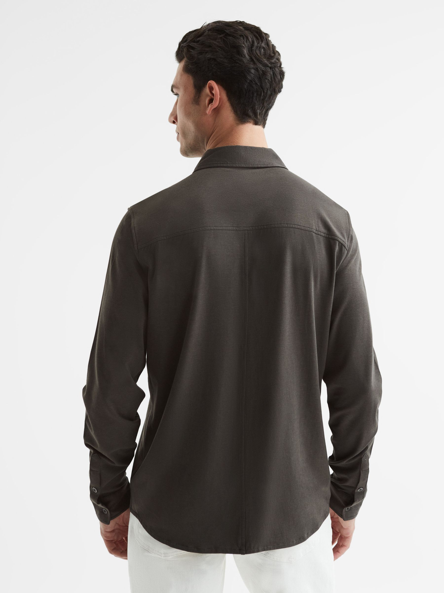 Paige Cotton Jersey Shirt in Iron Gate - Image 5 of 6
