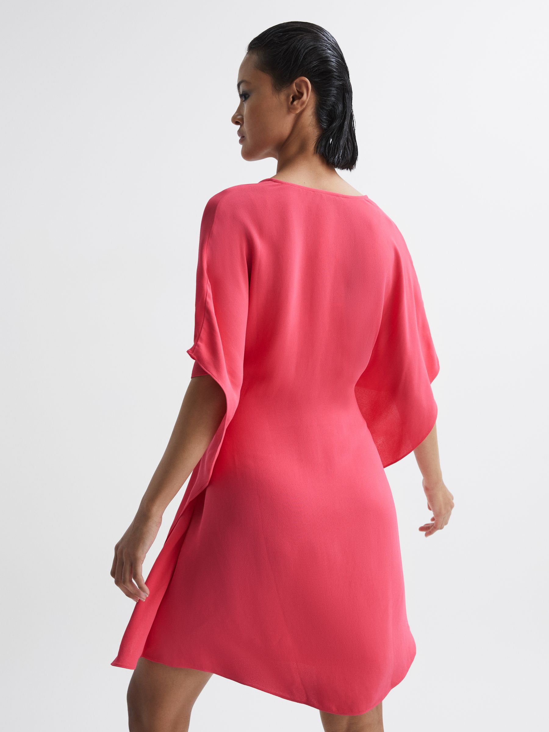 Relaxed Fit Wrap Mini Dress in Pink - Image 5 of 7