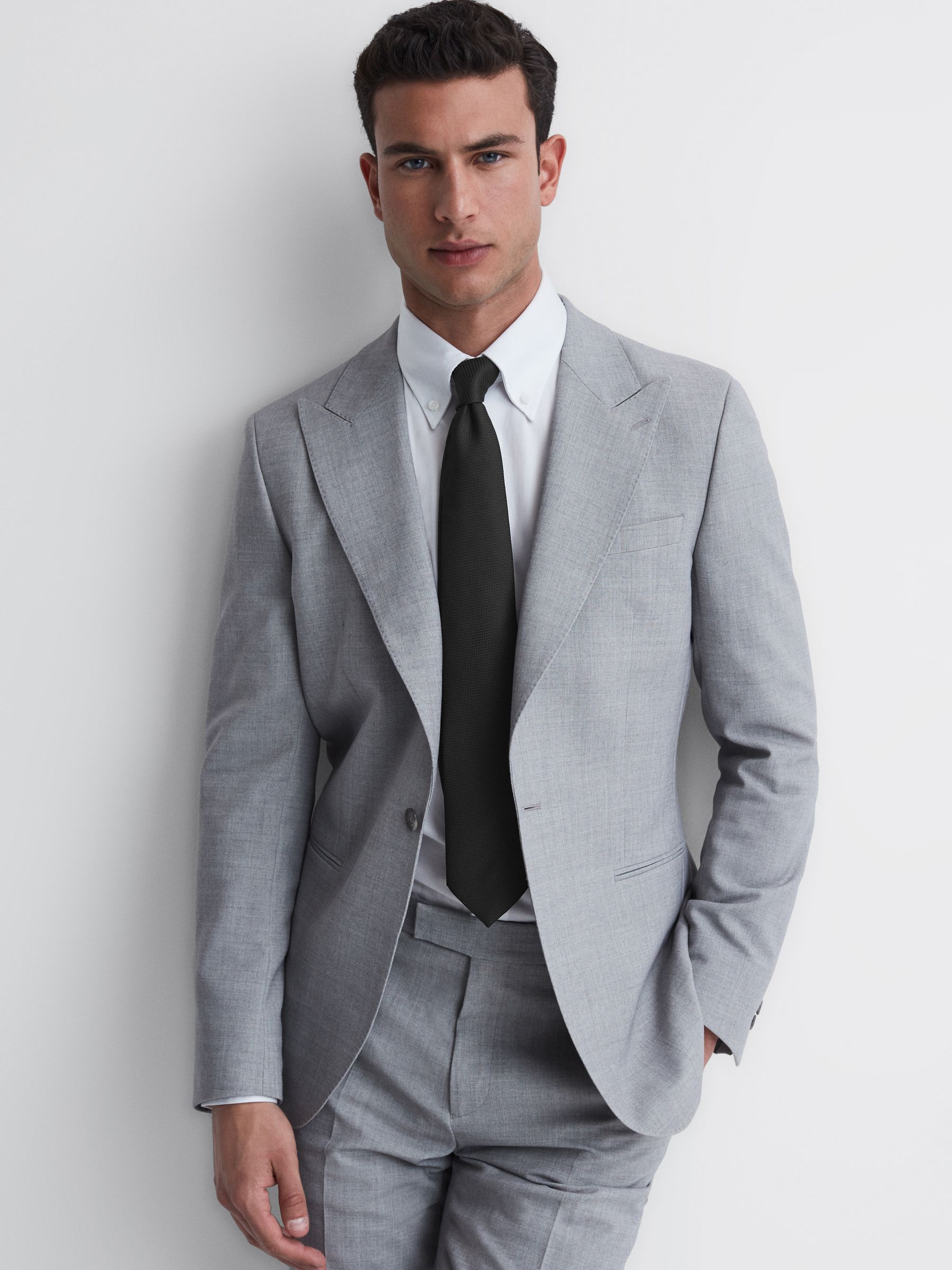 Textured Silk-Blend Tie in Black - Image 8 of 10