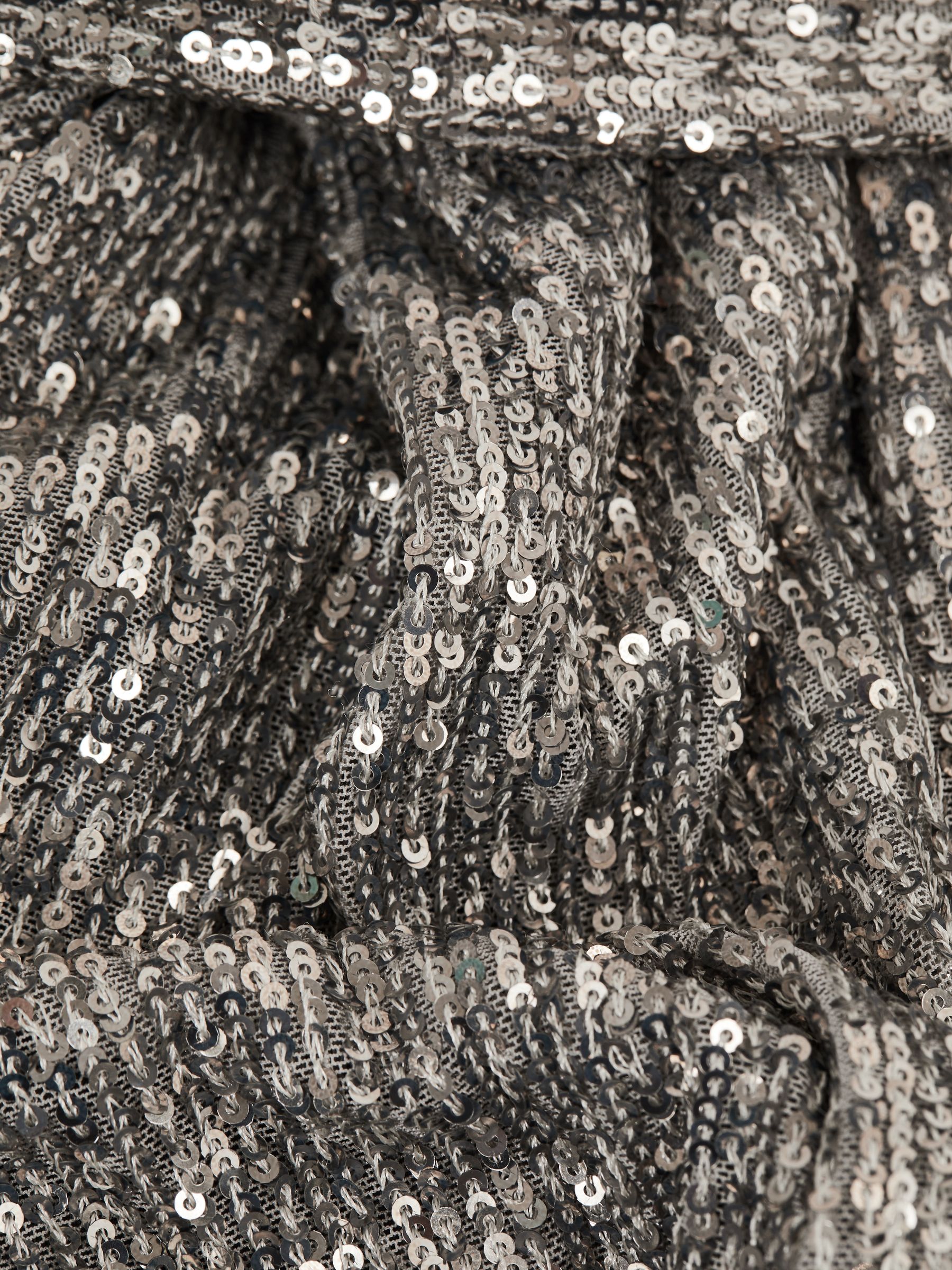 Halston Sequin Wrap Midi Dress in Silver - Image 8 of 8