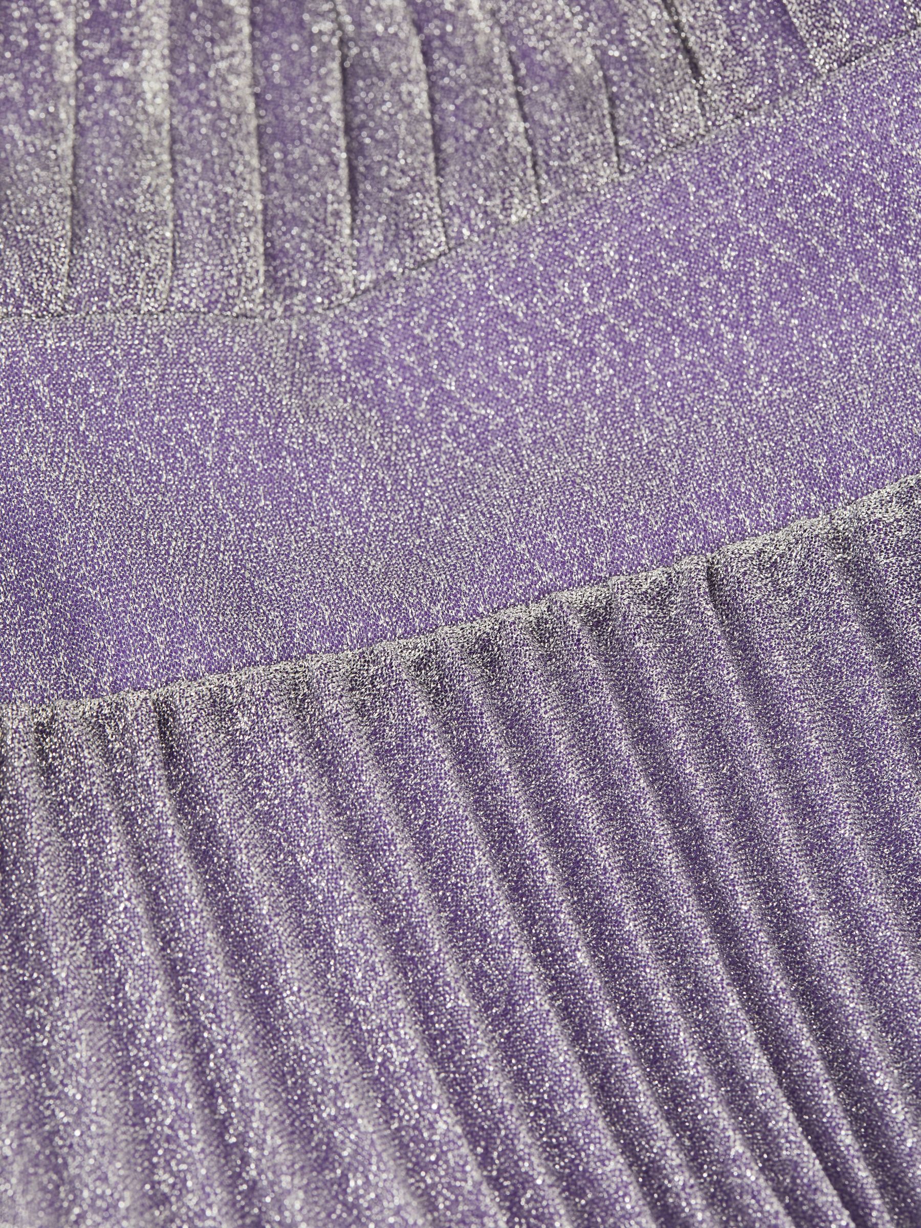 Halston Shimmer Pleated Midi Dress in Lilac - Image 8 of 8