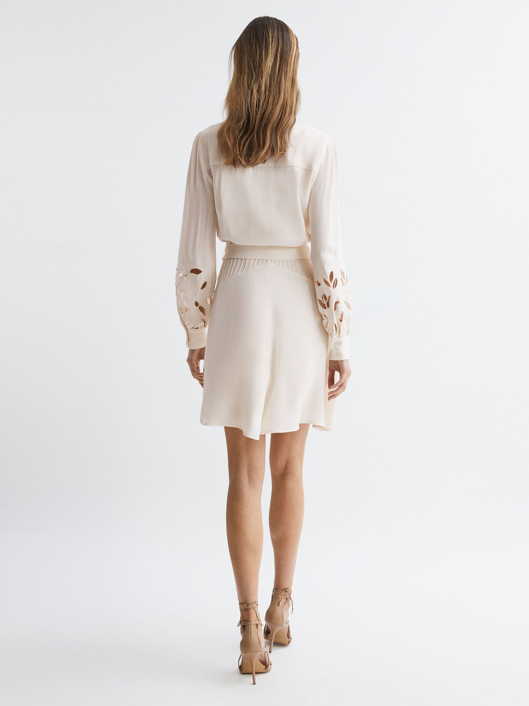 Fitted Lace Cut-Out Mini Dress in Ivory - Image 5 of 5