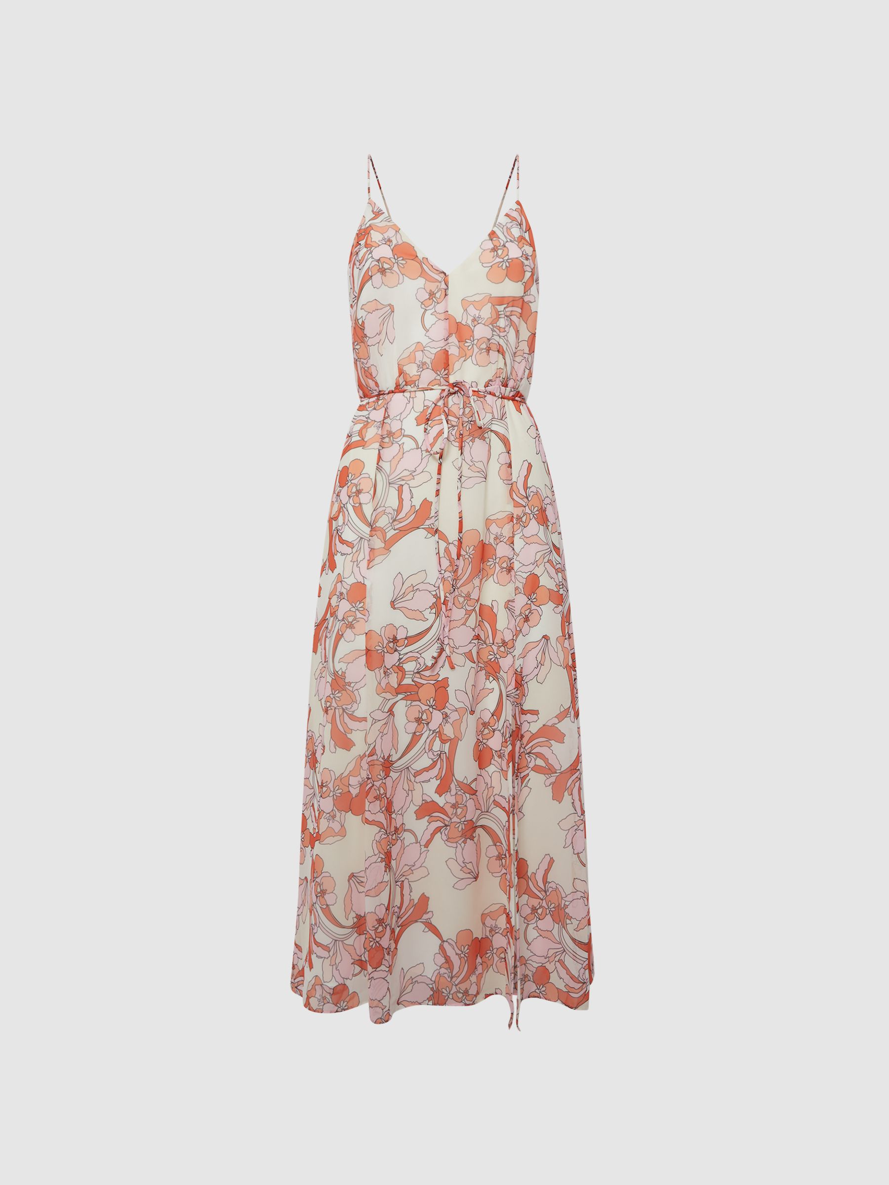 Floral Printed Midi Dress in Pale Pink - Image 2 of 8