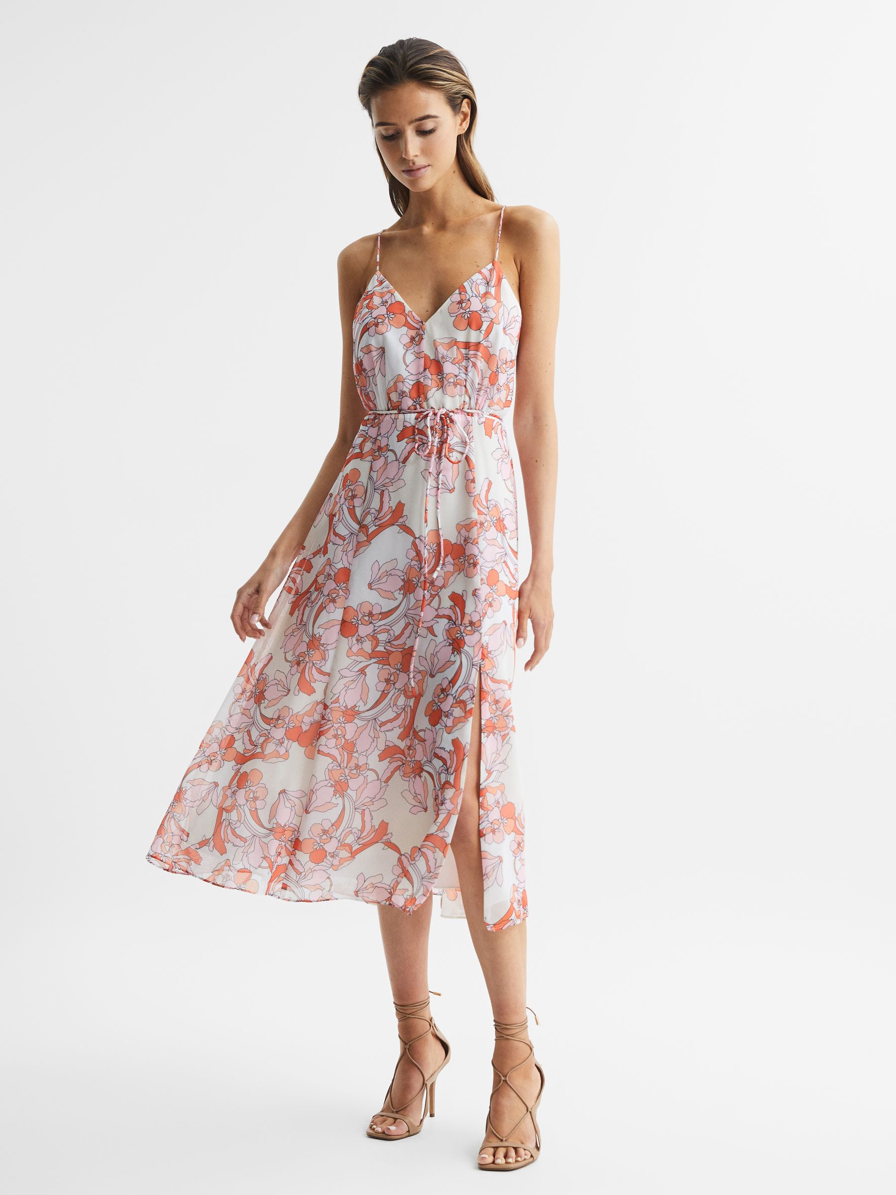 Floral Printed Midi Dress in Pale Pink - Image 8 of 8