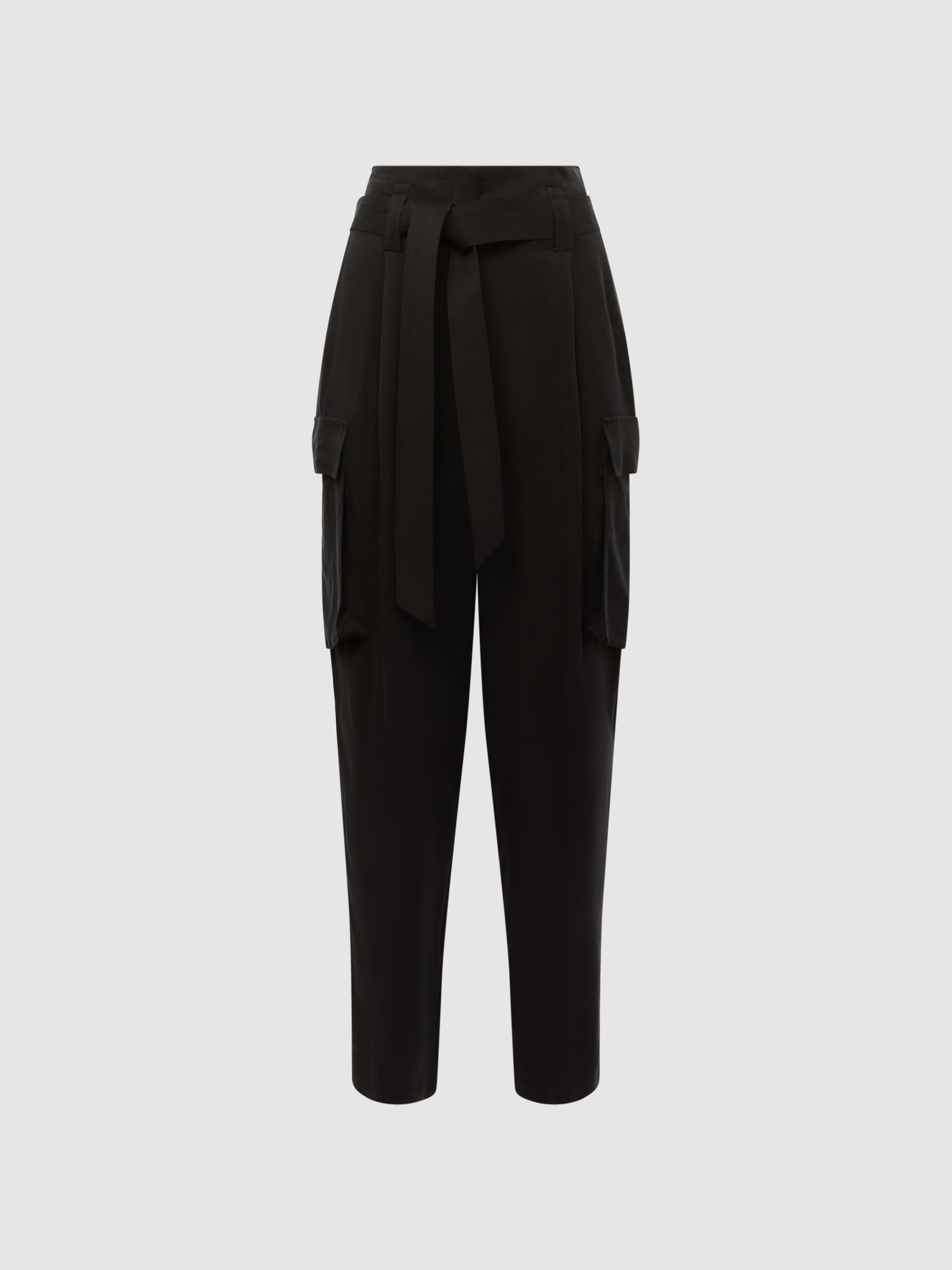 High Rise Straight Leg Utility Trousers in Black - Image 2 of 6