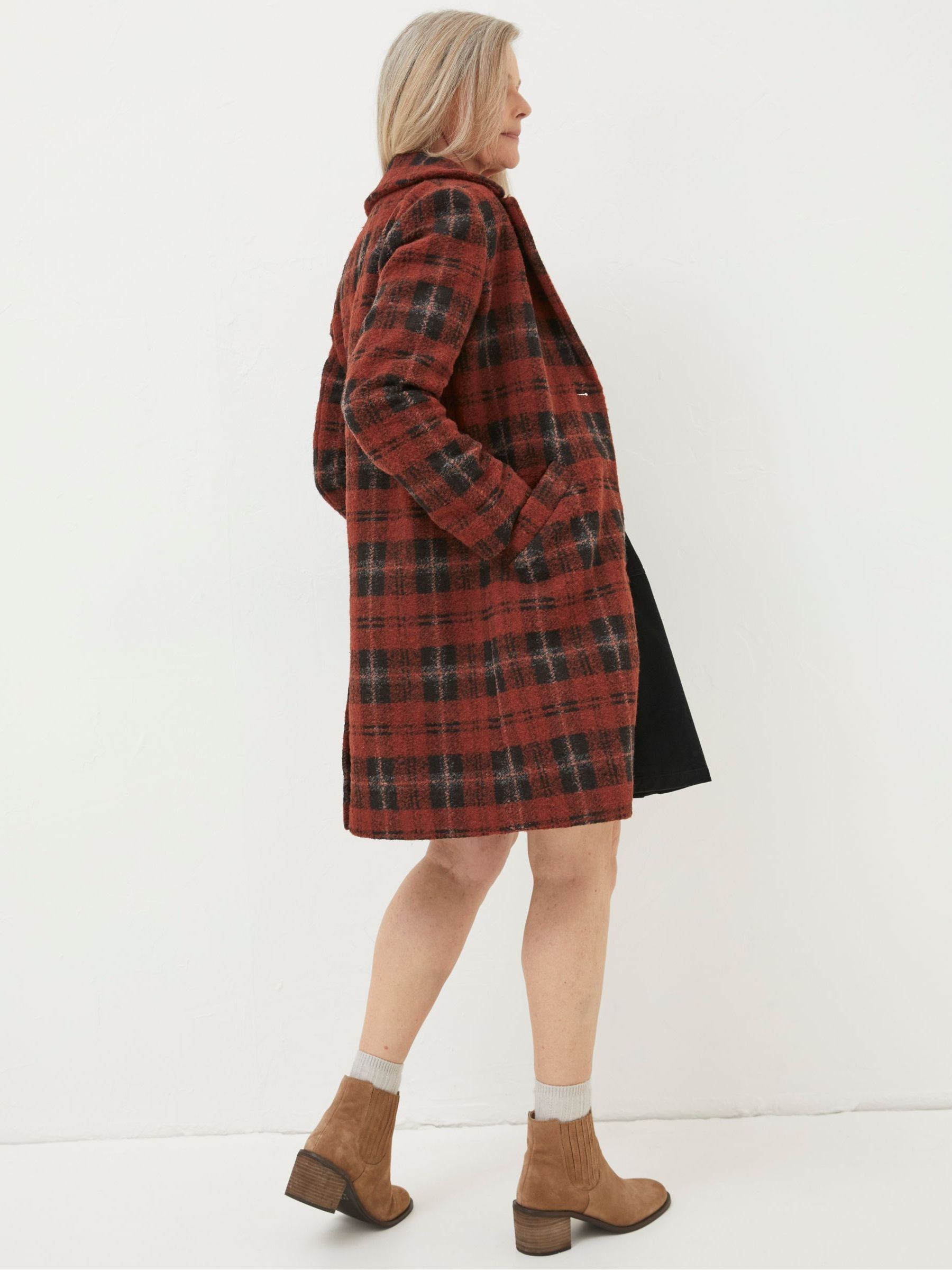 Red Tanya Wool Blend Check Coat - Image 2 of 4