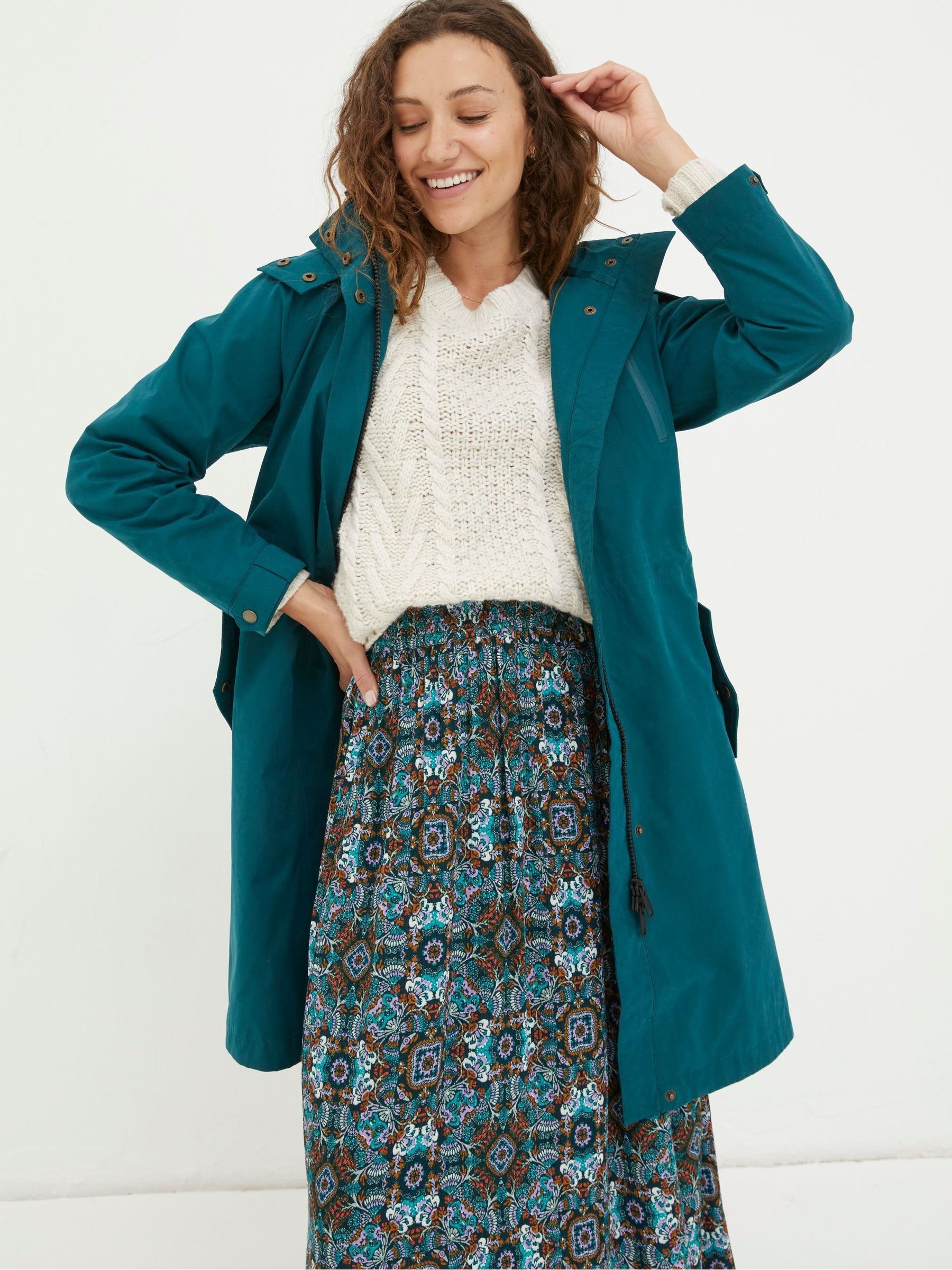 Green Waterproof Longline Coat - Image 1 of 4 Green Waterproof Longline Coat - Image 1 of 4