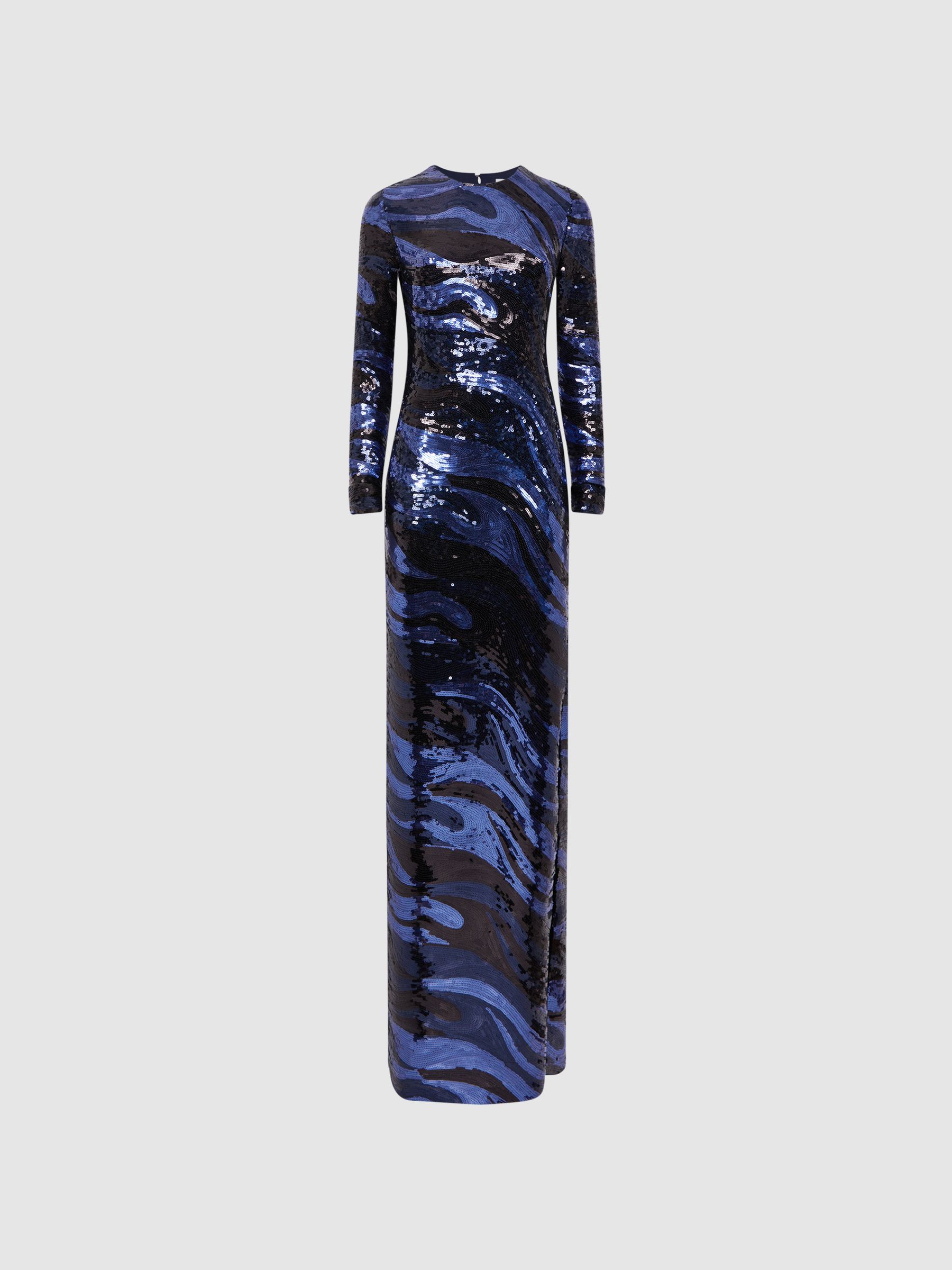Halston Sequin Maxi Dress in Black Multi - Image 2 of 6